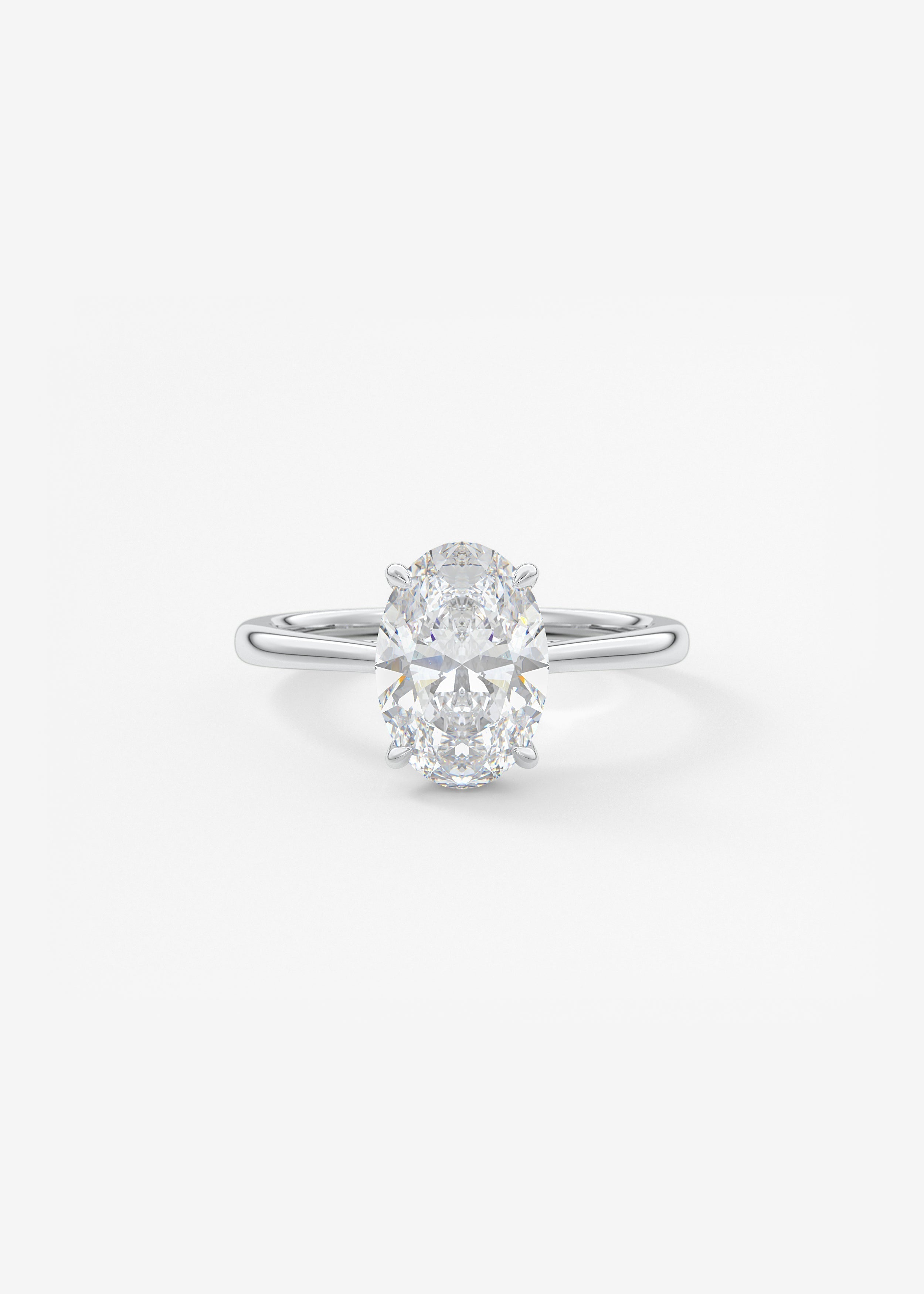 Oval Hidden Halo/Cathedral Lab Grown Diamond Engagement Ring