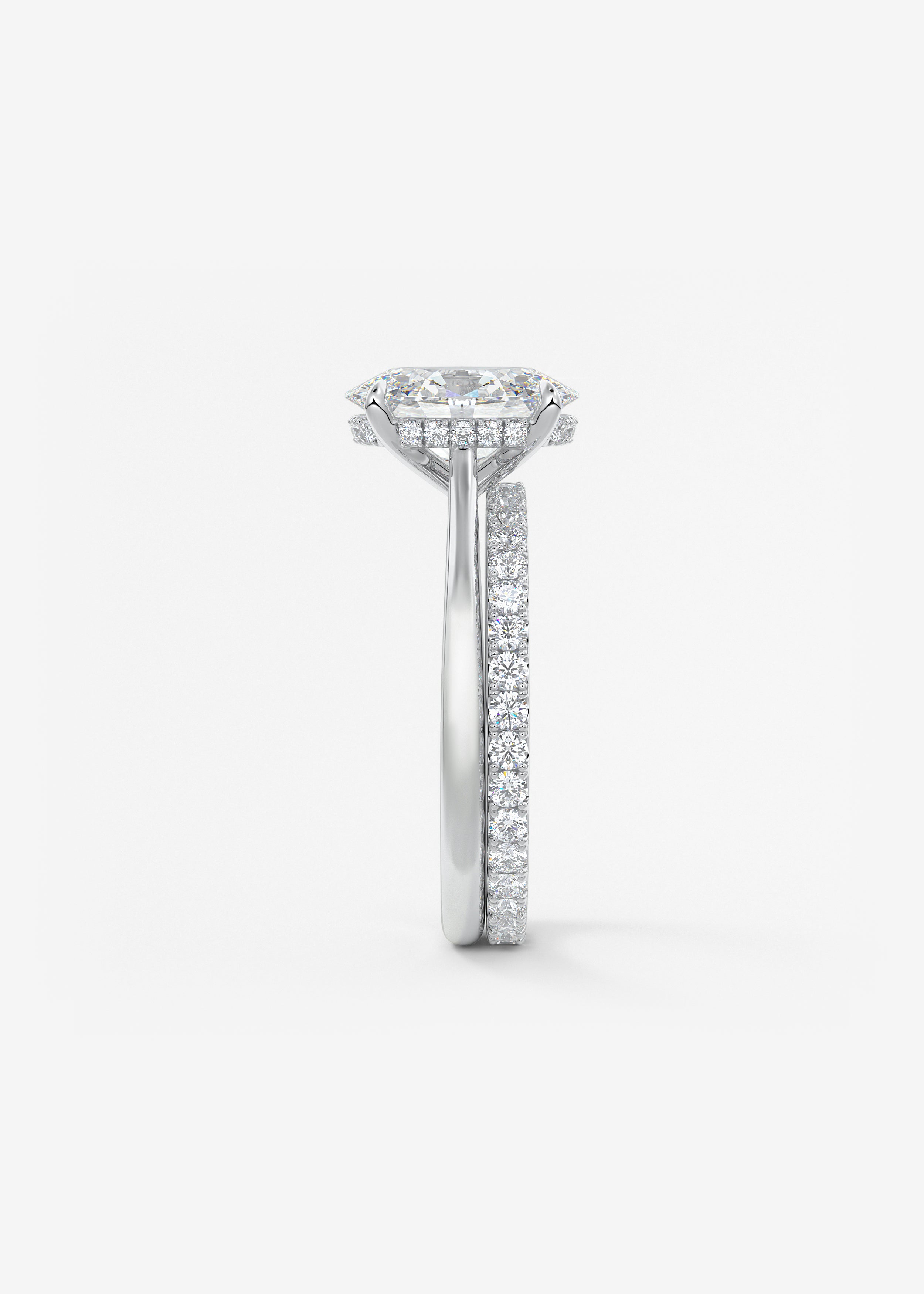 Oval Hidden Halo/Cathedral Lab Grown Diamond Engagement Ring