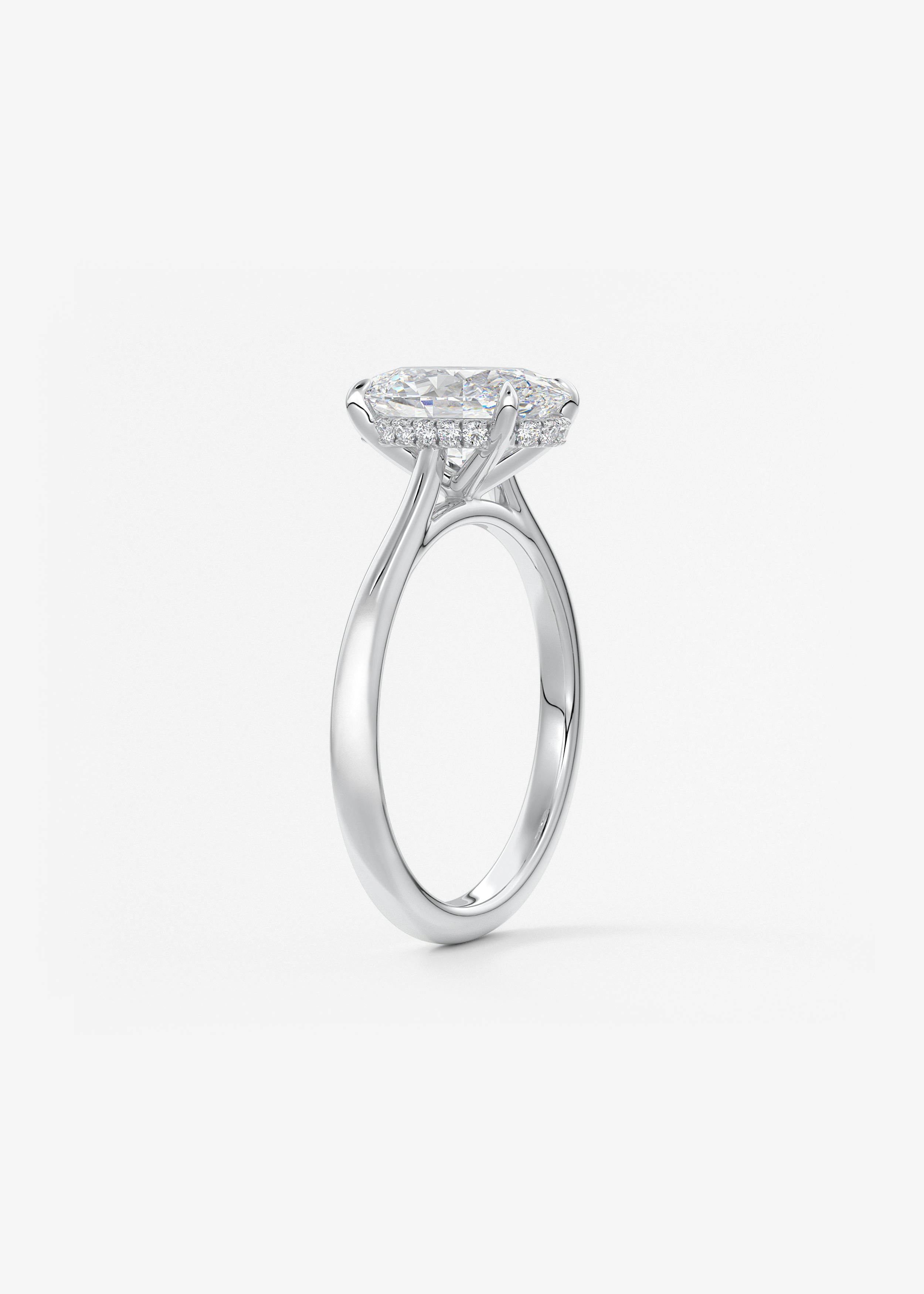 Oval Hidden Halo/Cathedral Lab Grown Diamond Engagement Ring