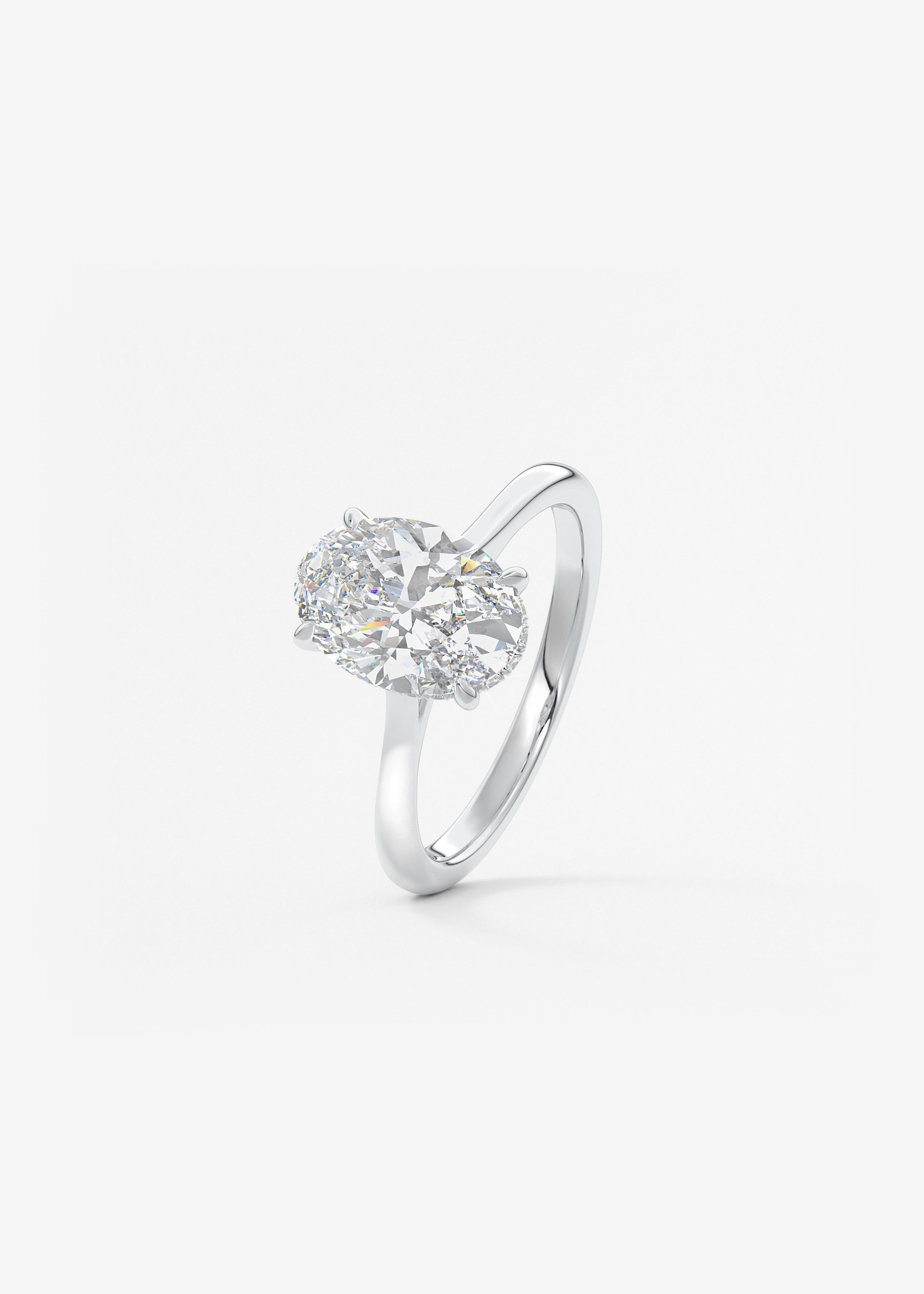 Oval Hidden Halo/Cathedral Lab Grown Diamond Engagement Ring