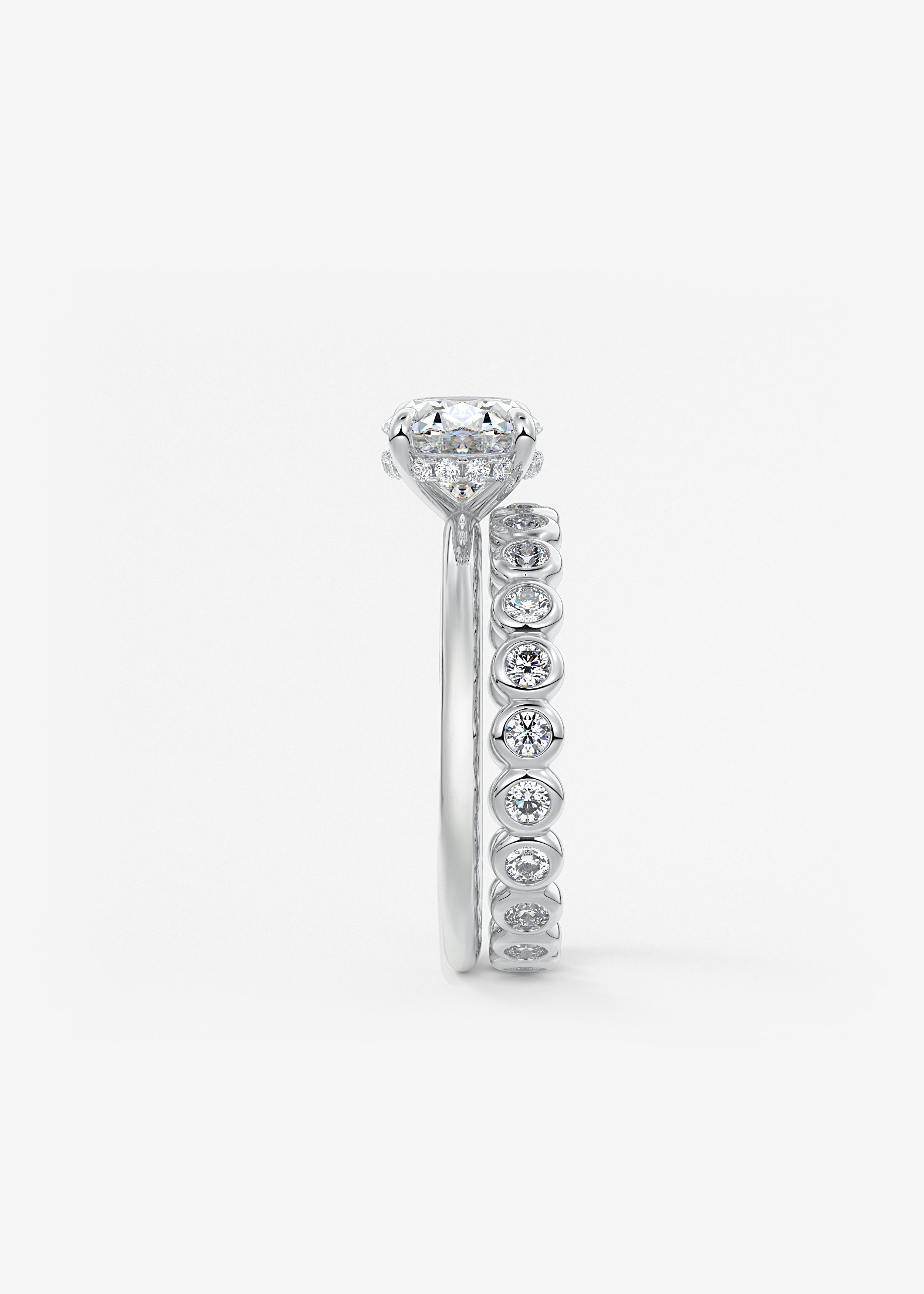 Oval East West Hidden Halo Lab Grown Diamond Engagement Ring