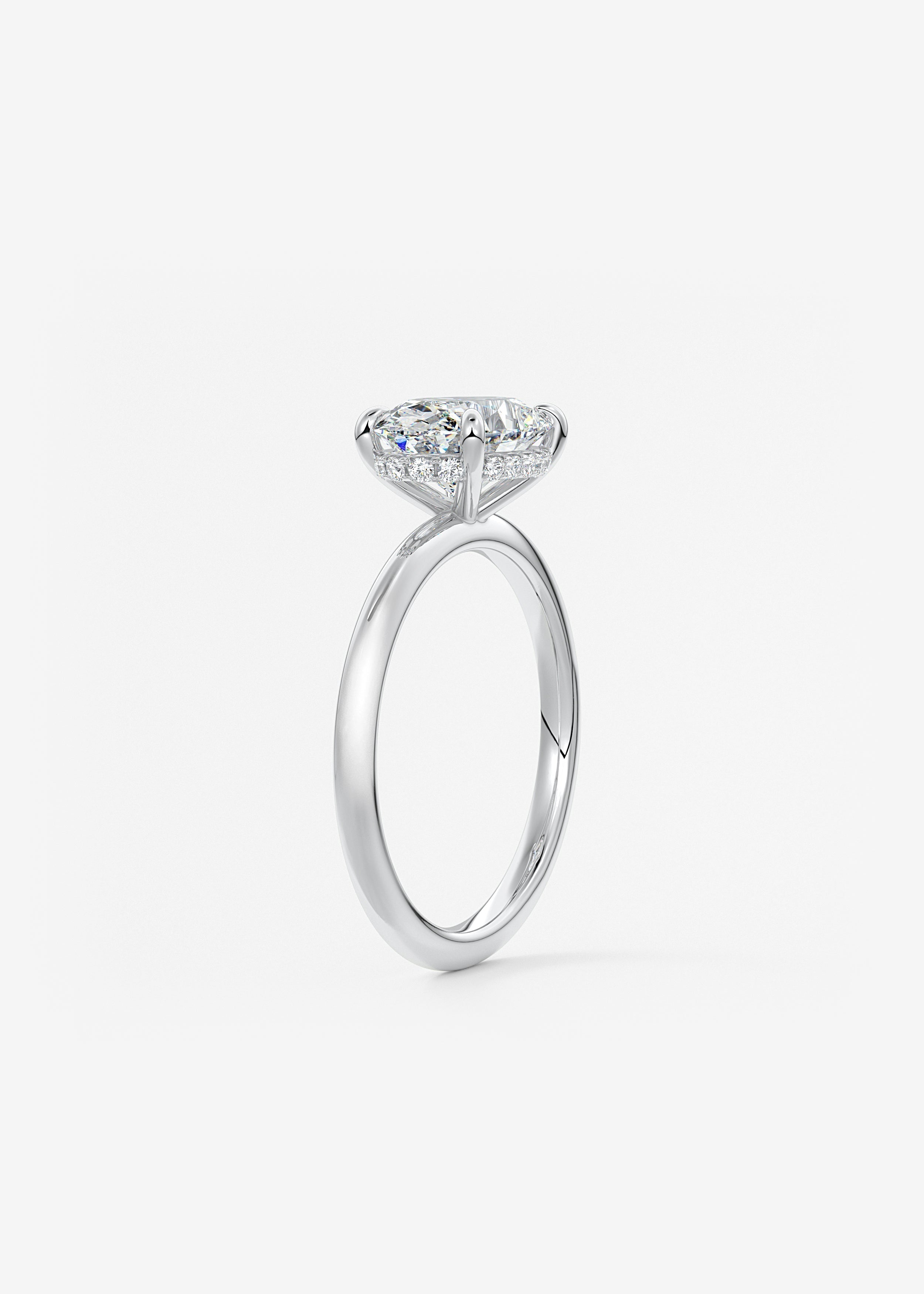Oval East West Hidden Halo Lab Grown Diamond Engagement Ring