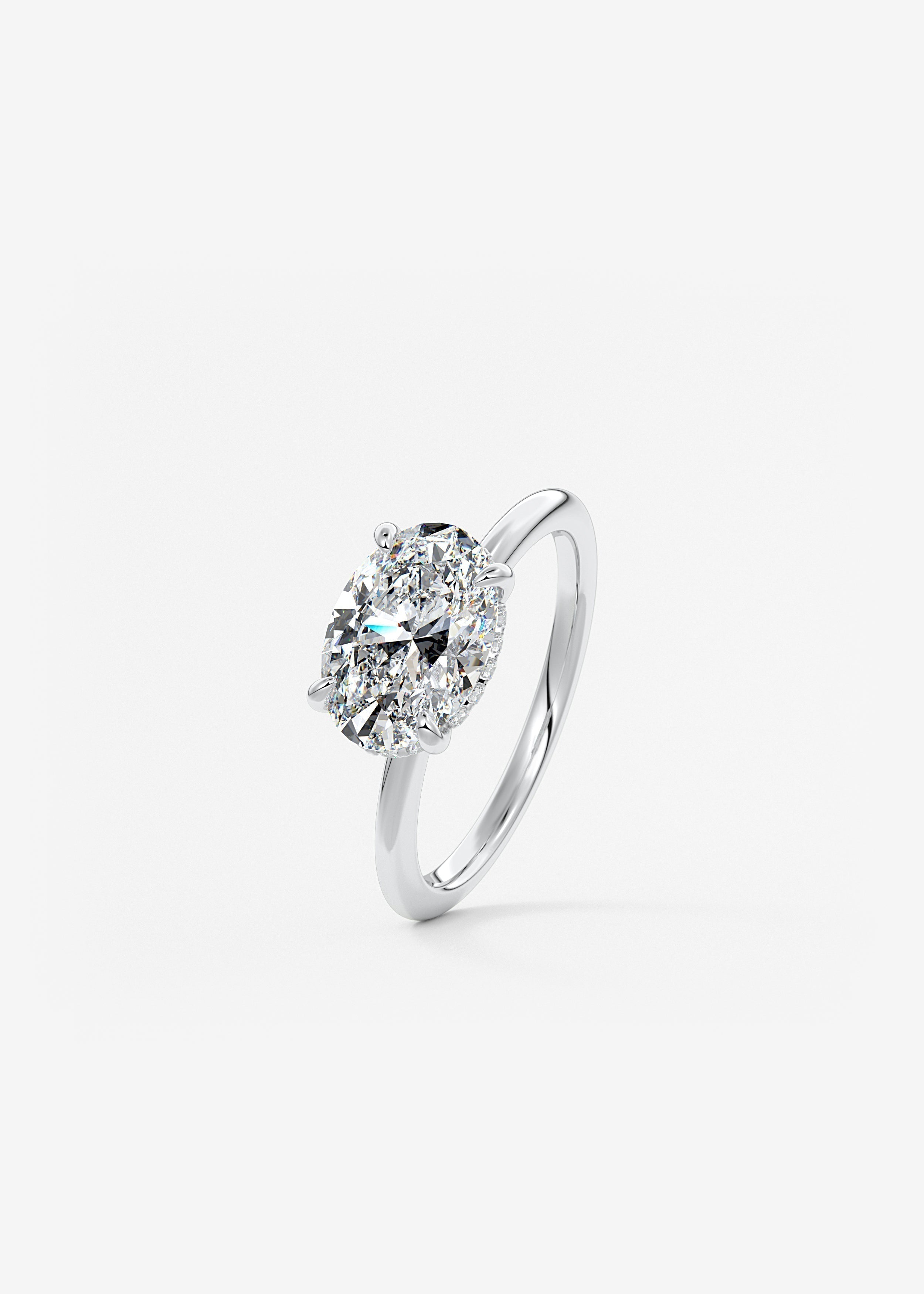 Oval East West Hidden Halo Lab Grown Diamond Engagement Ring