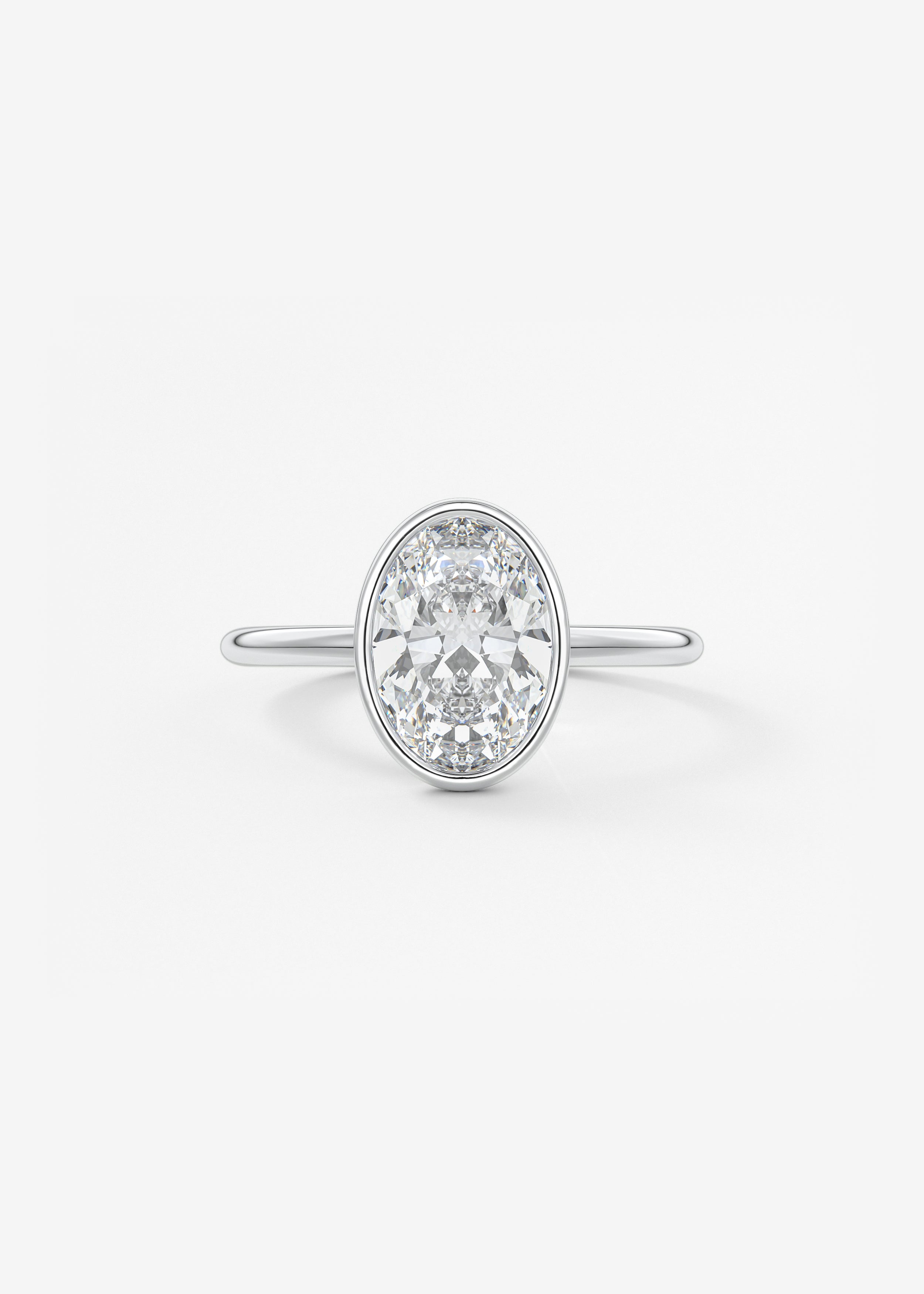 Oval Bezel Lab Grown Diamond Engagement Ring