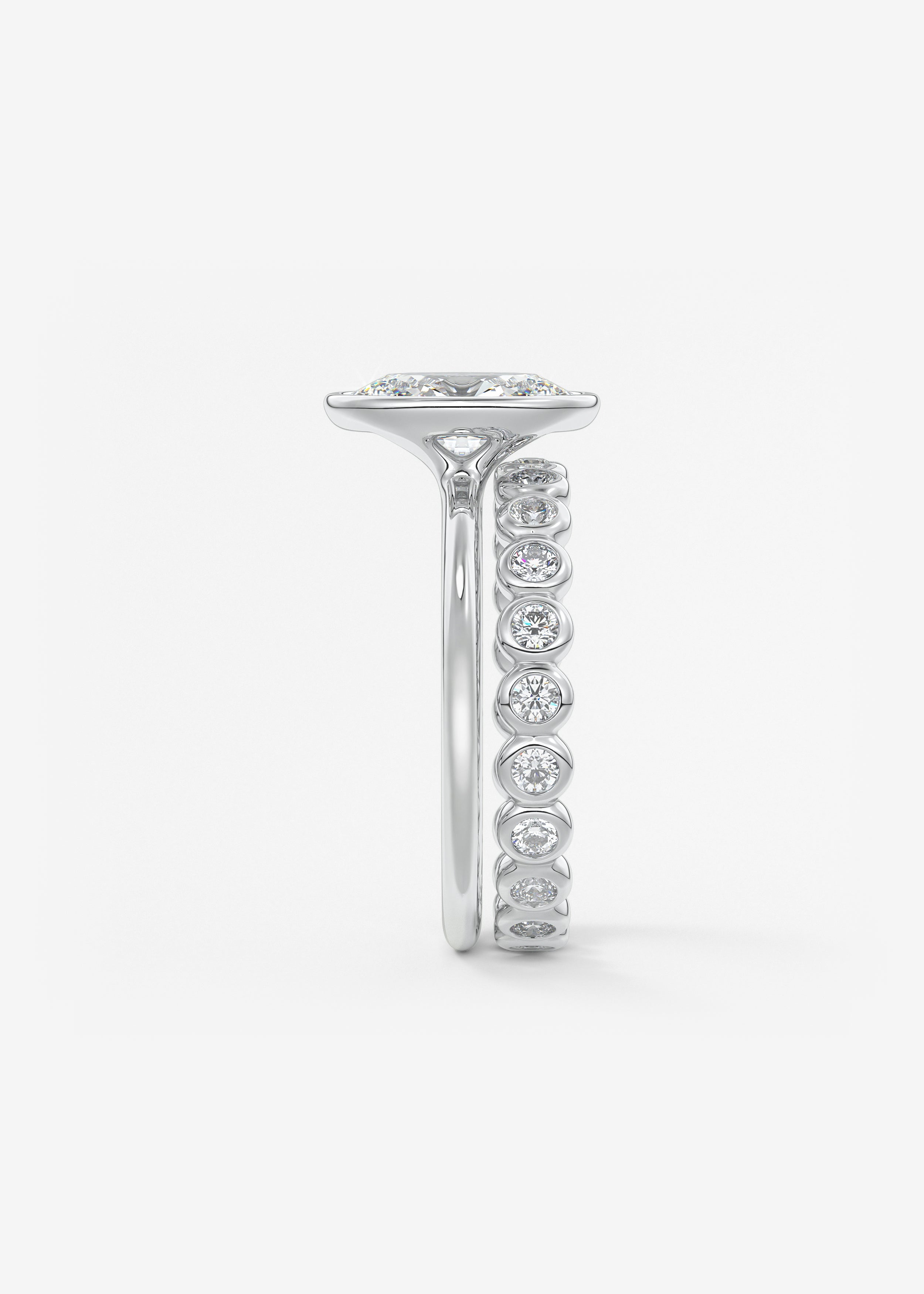 Oval Bezel Lab Grown Diamond Engagement Ring