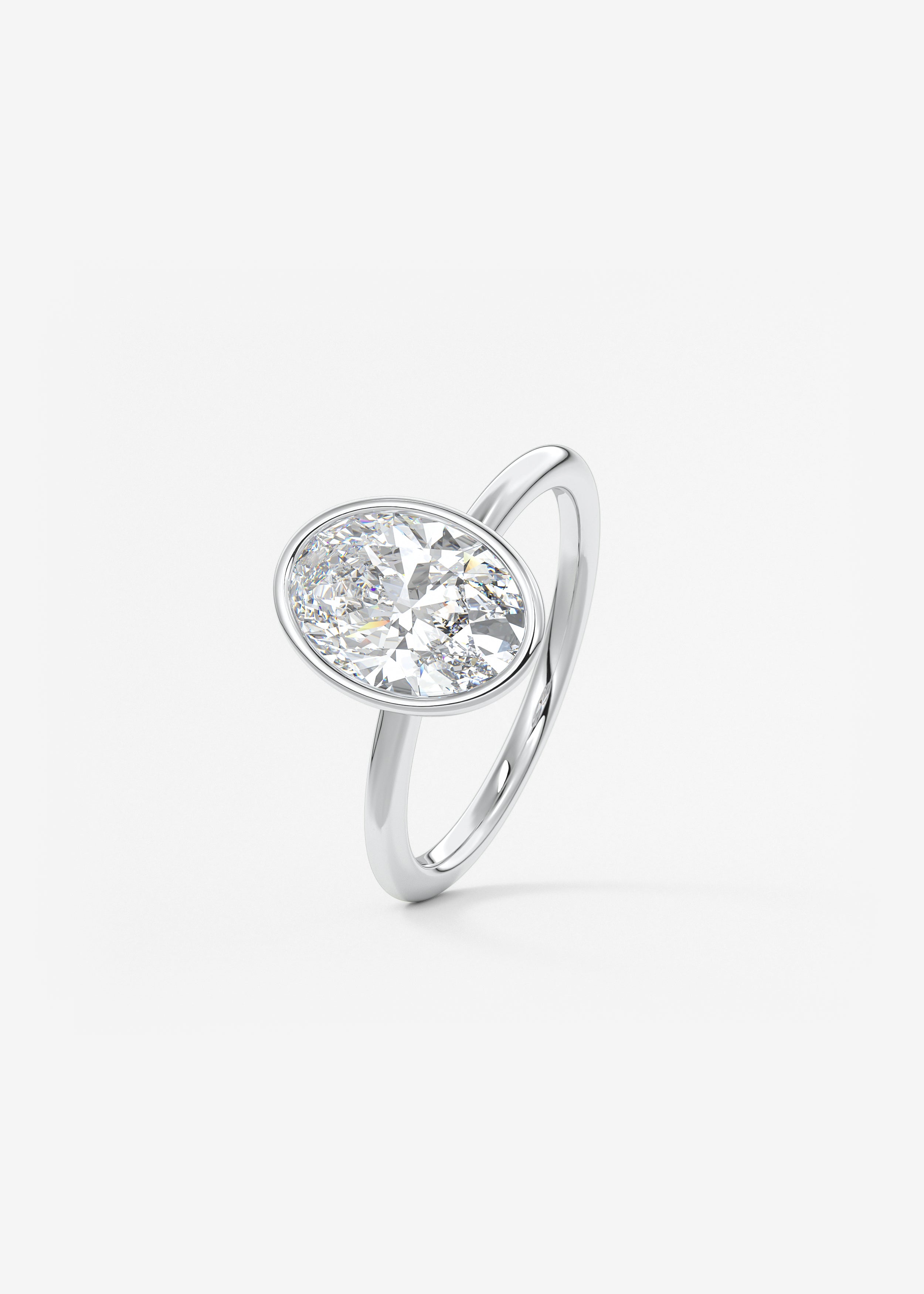 Oval Bezel Lab Grown Diamond Engagement Ring