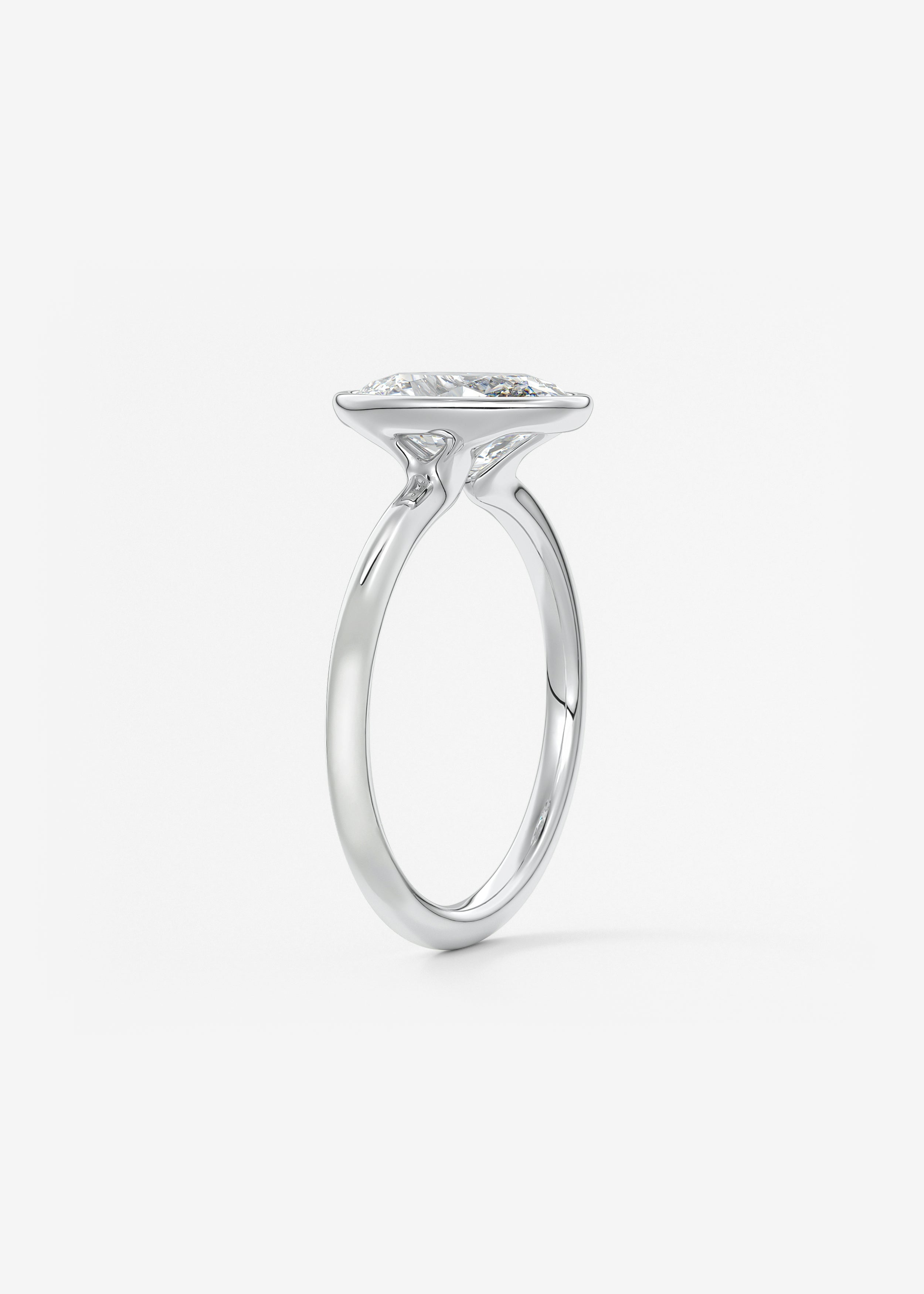 Oval Bezel Lab Grown Diamond Engagement Ring