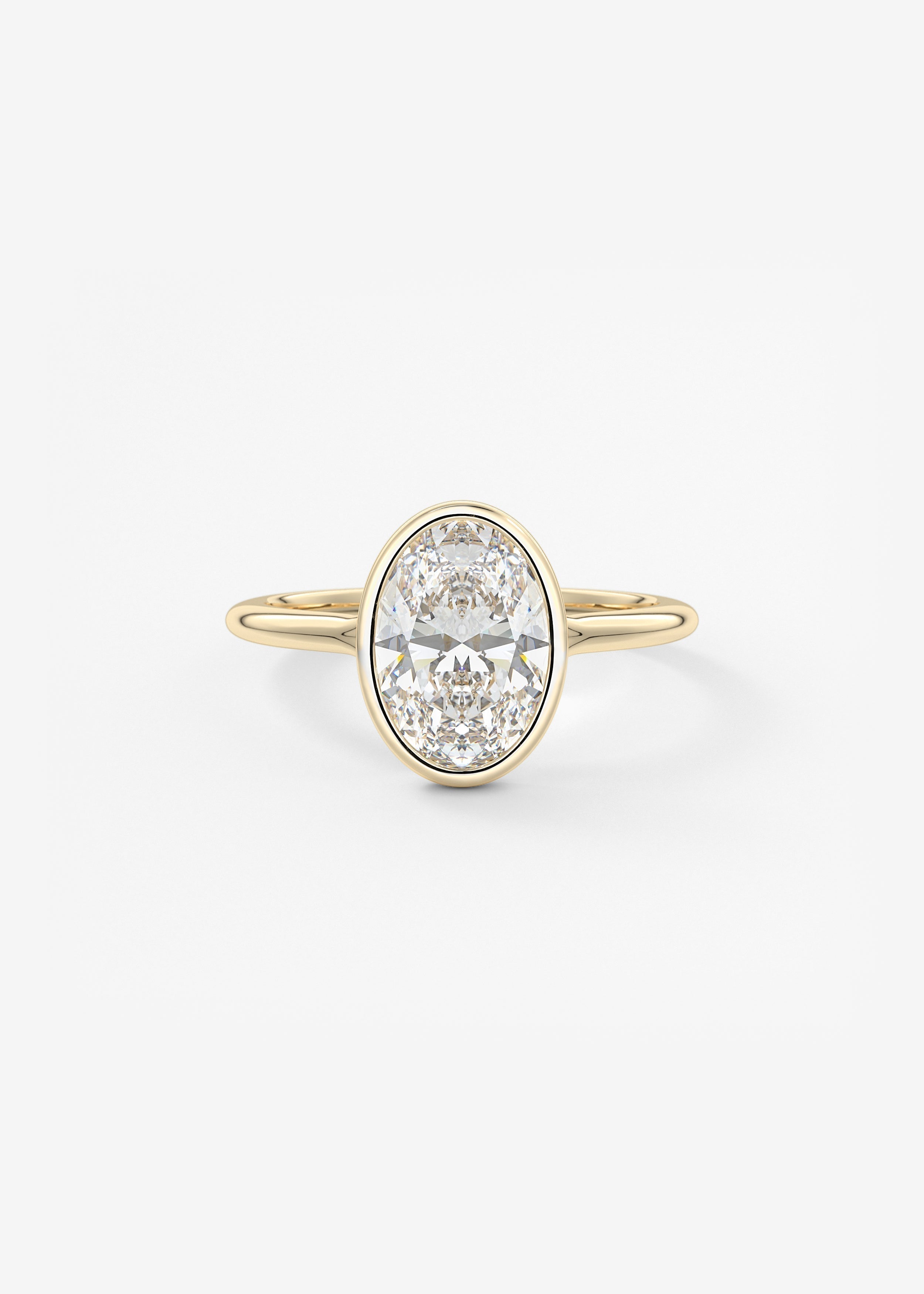 Oval Bezel/ Split Shank Lab Grown Diamond Engagement Ring