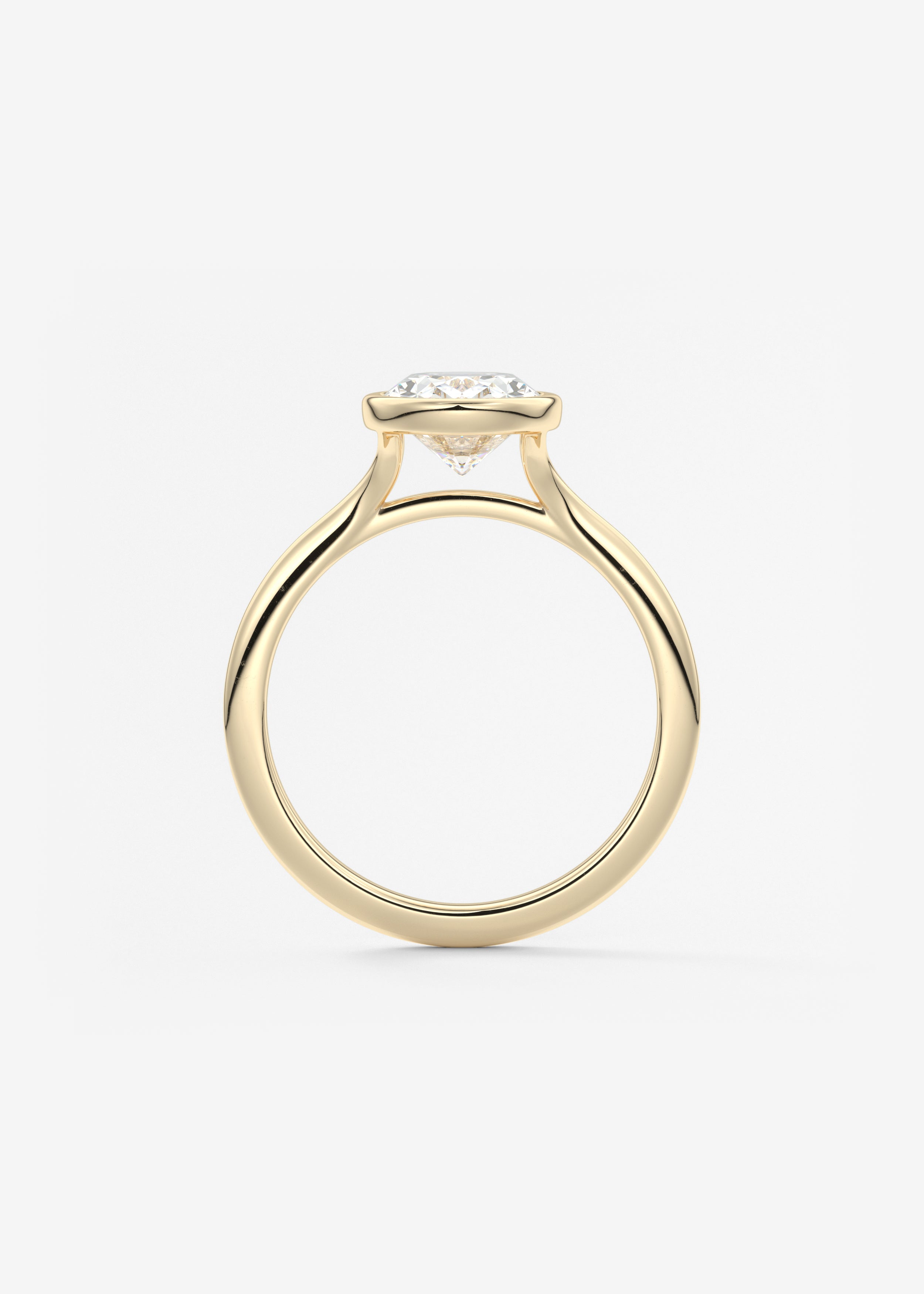 Oval Bezel/ Split Shank Lab Grown Diamond Engagement Ring