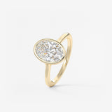 Oval Bezel/ Split Shank Lab Grown Diamond Engagement Ring