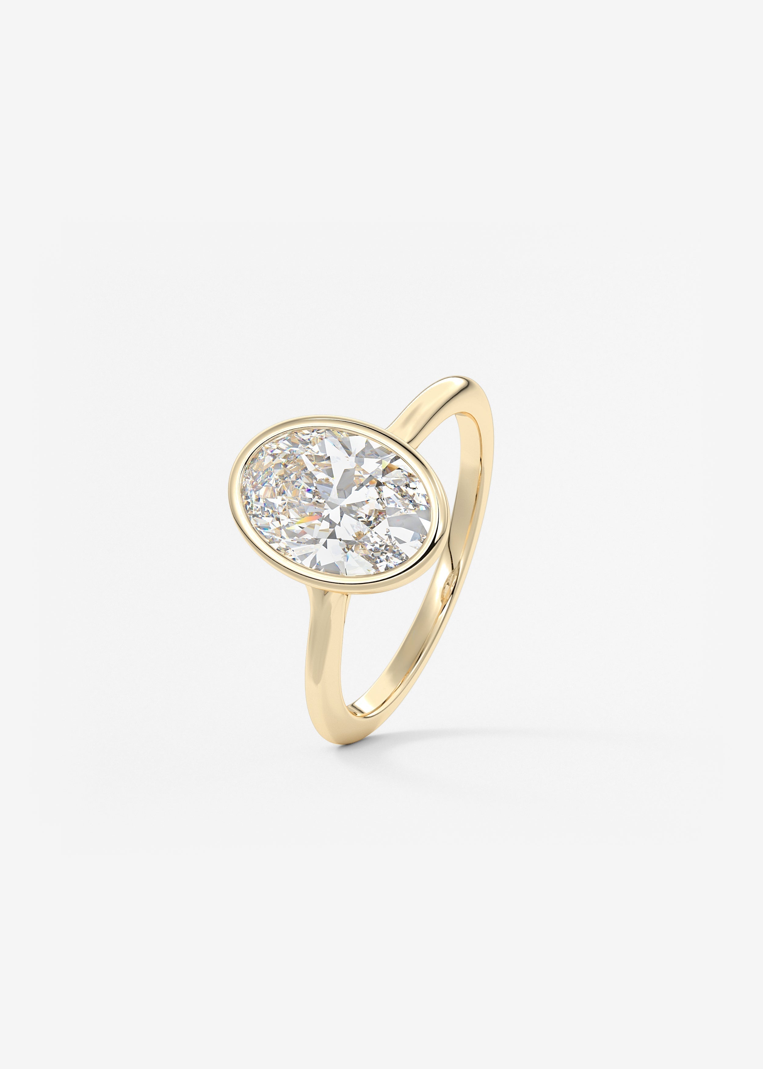 Oval Bezel/ Split Shank Lab Grown Diamond Engagement Ring