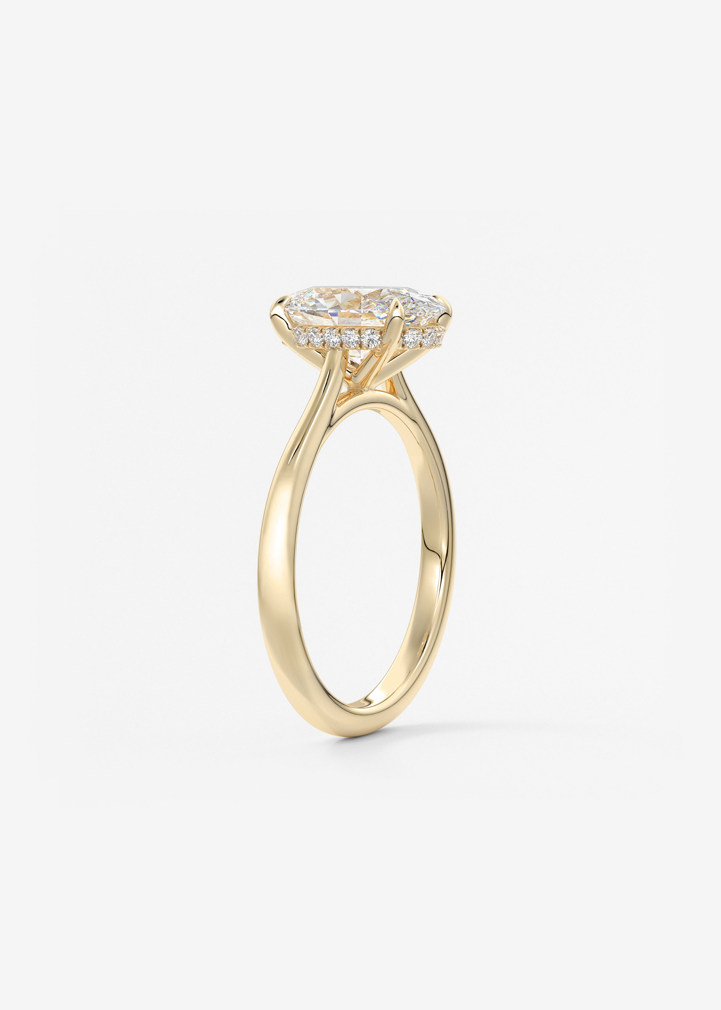Oval Hidden Halo/Cathedral Lab Grown Diamond Engagement Ring