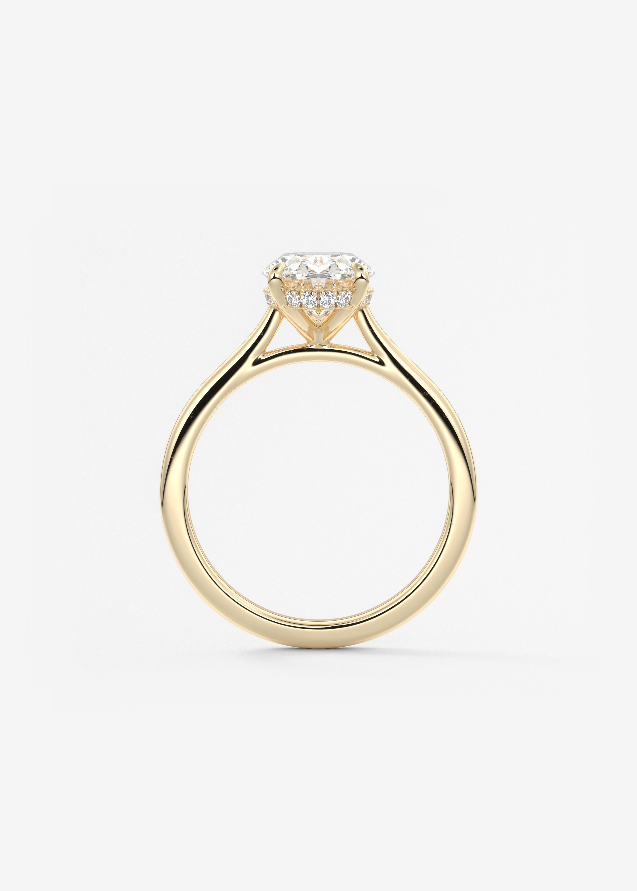 Oval Hidden Halo/Cathedral Lab Grown Diamond Engagement Ring