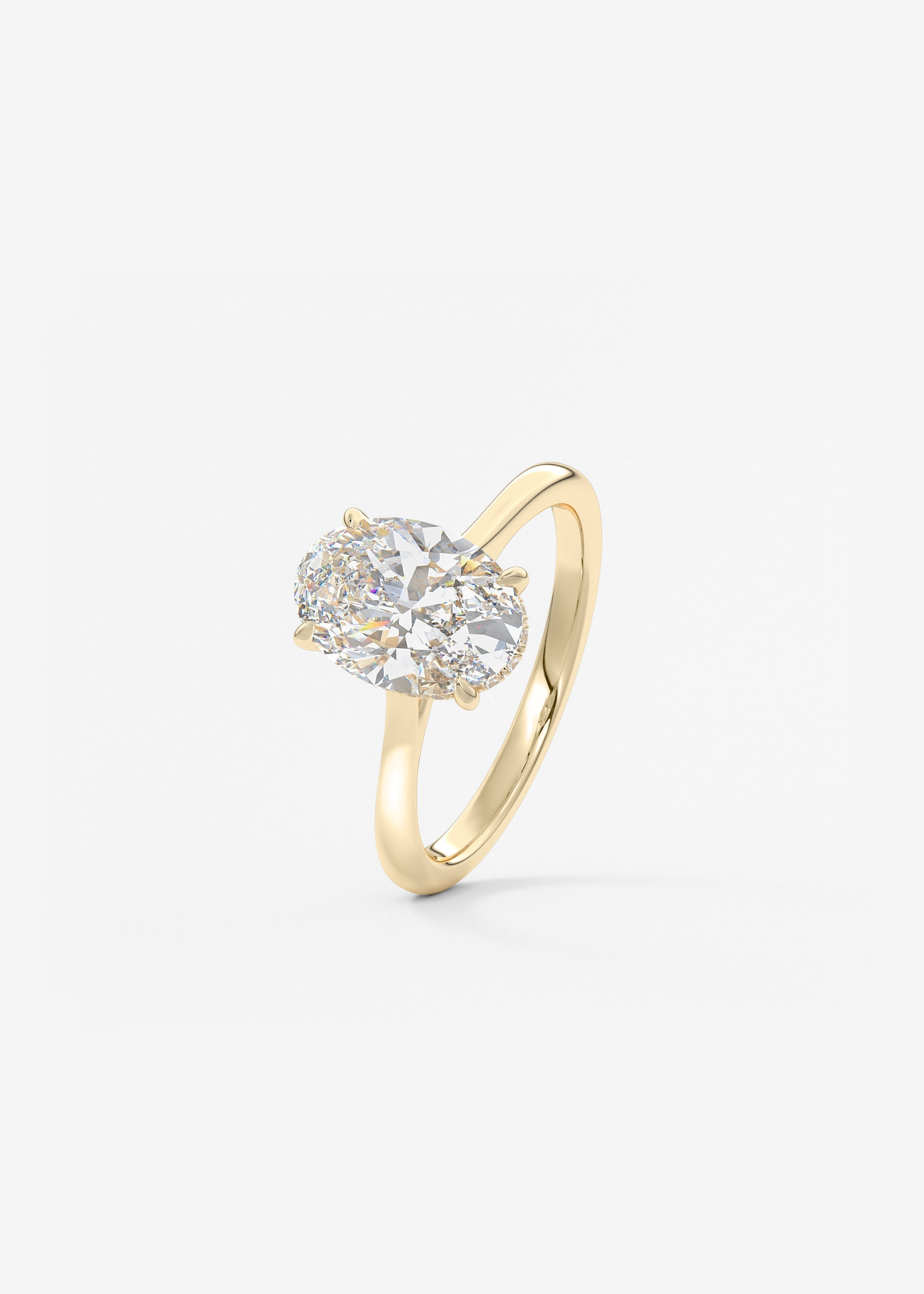 Oval Hidden Halo/Cathedral Lab Grown Diamond Engagement Ring