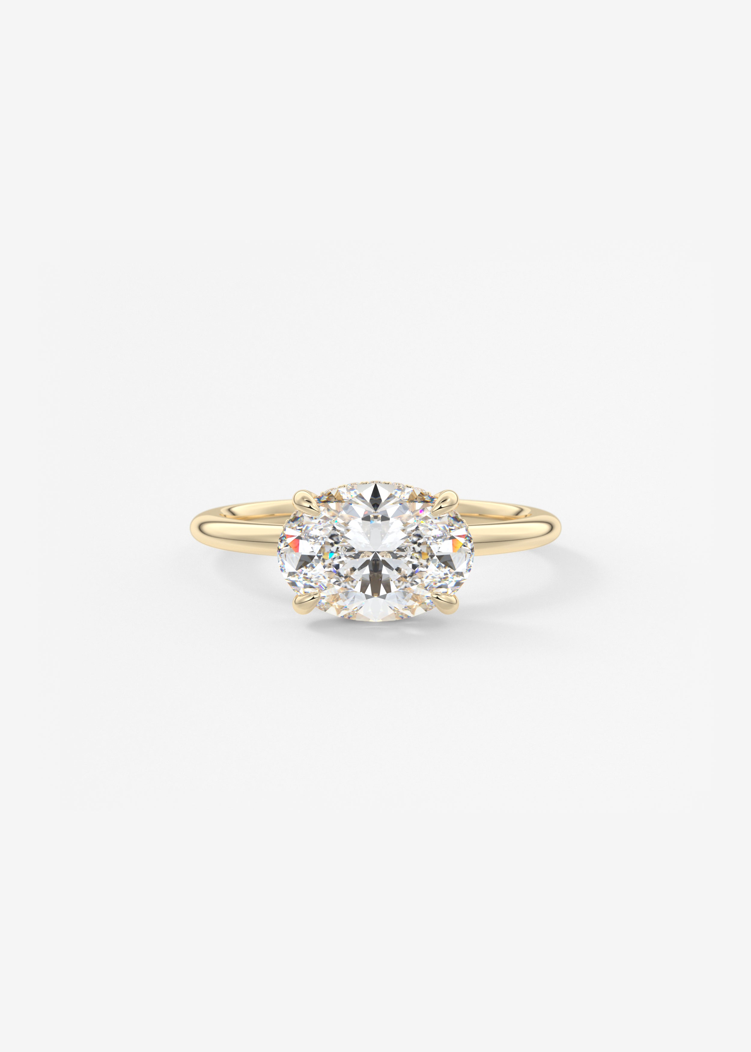 Oval East West Hidden Halo Lab Grown Diamond Engagement Ring