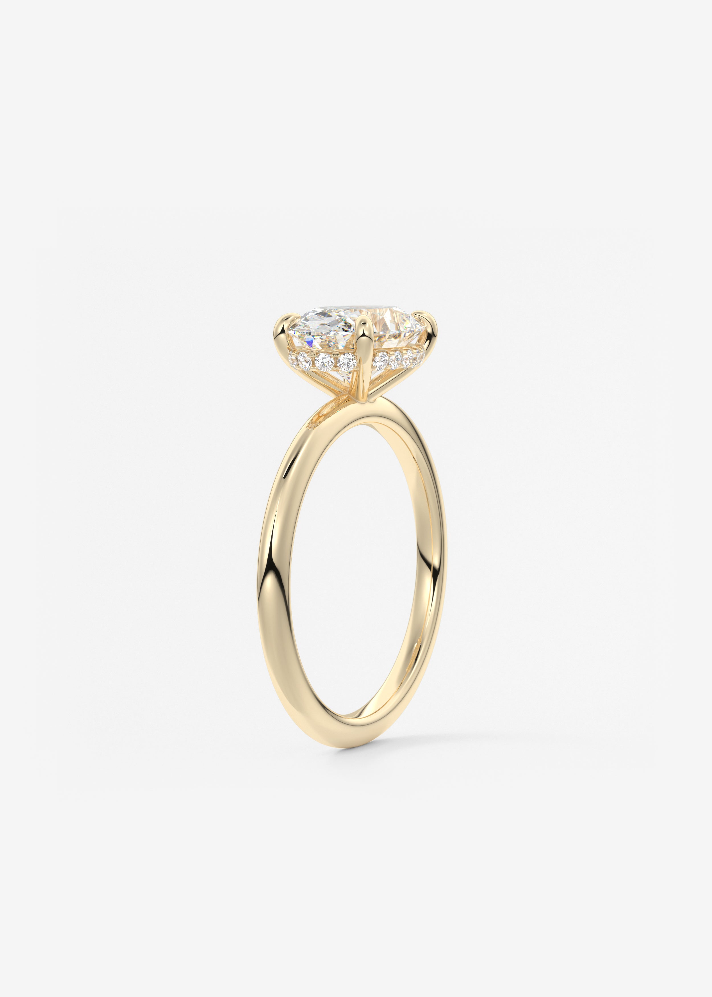 Oval East West Hidden Halo Lab Grown Diamond Engagement Ring