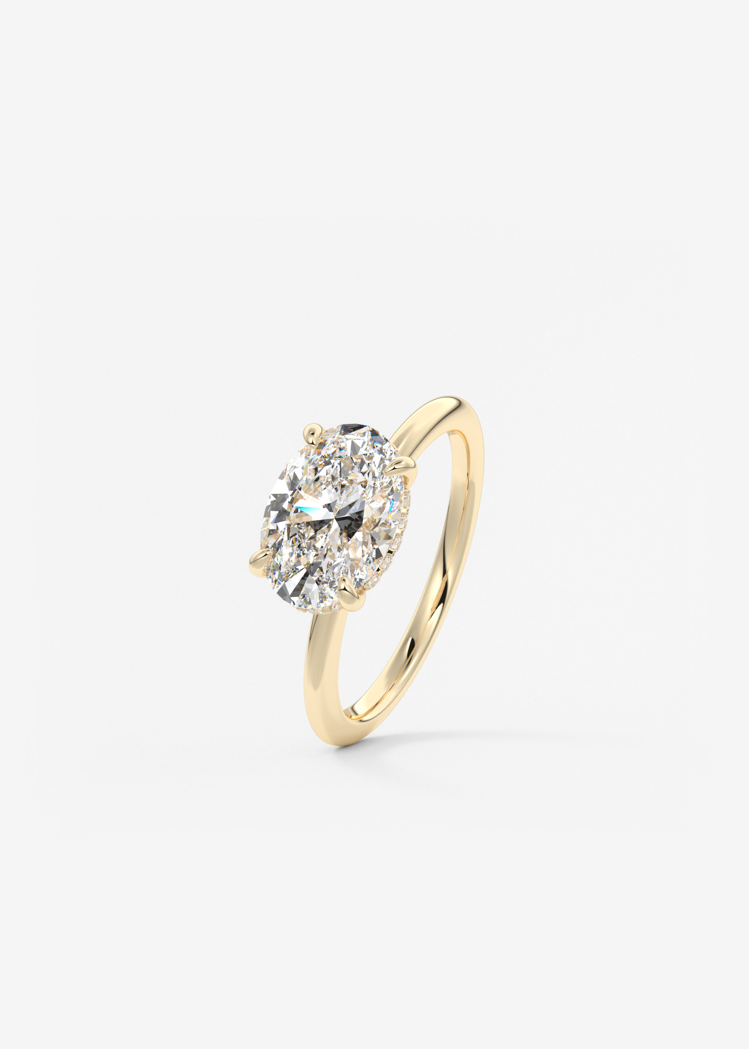 Oval East West Hidden Halo Lab Grown Diamond Engagement Ring