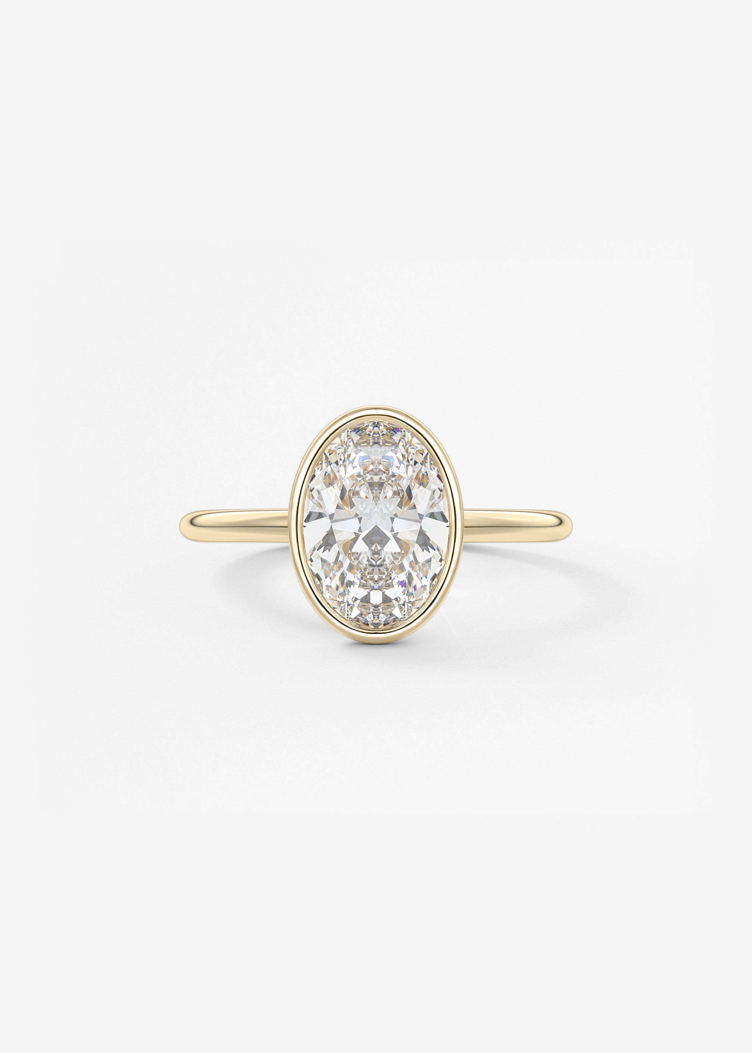 Oval Bezel Lab Grown Diamond Engagement Ring