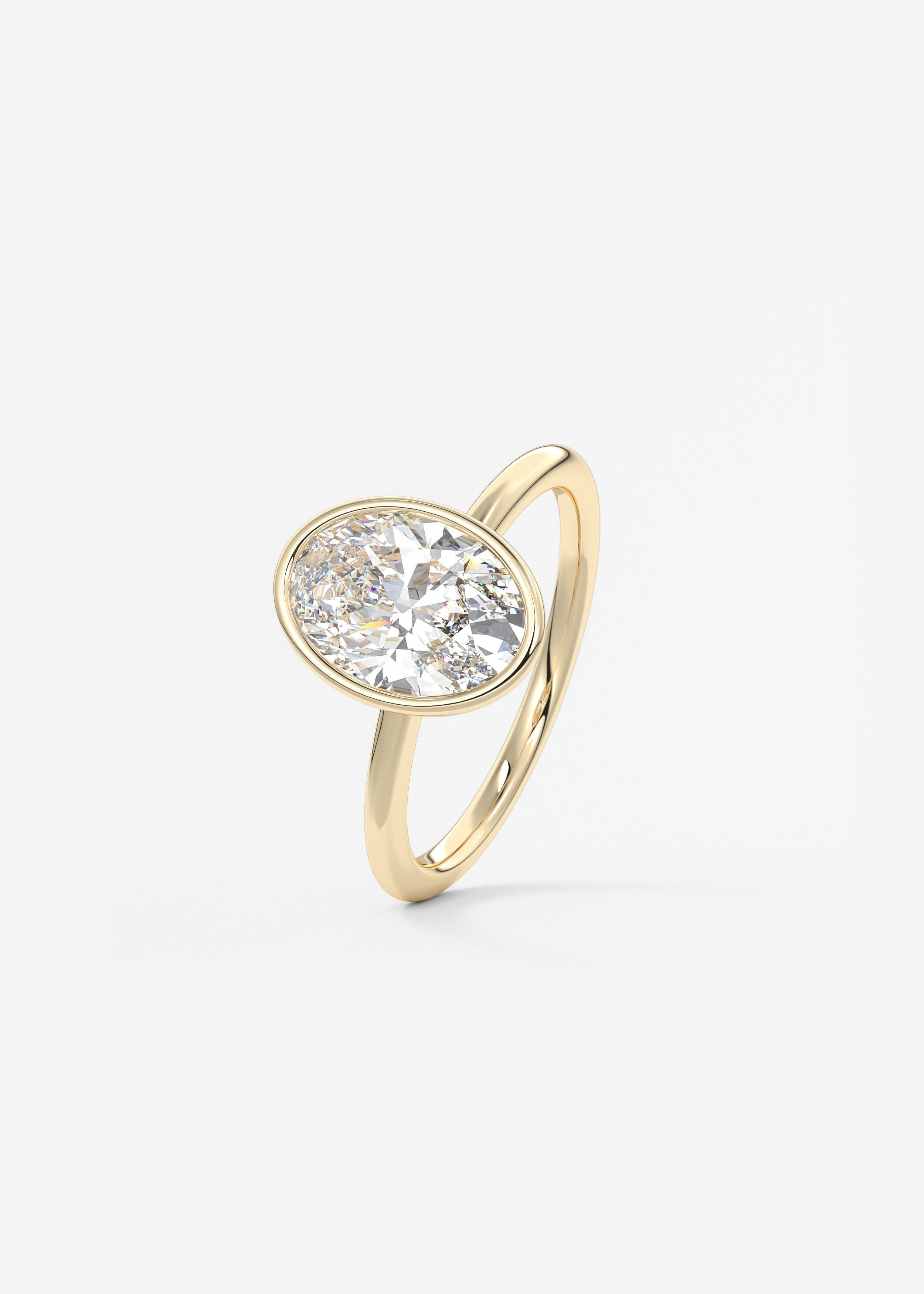 Oval Bezel Lab Grown Diamond Engagement Ring