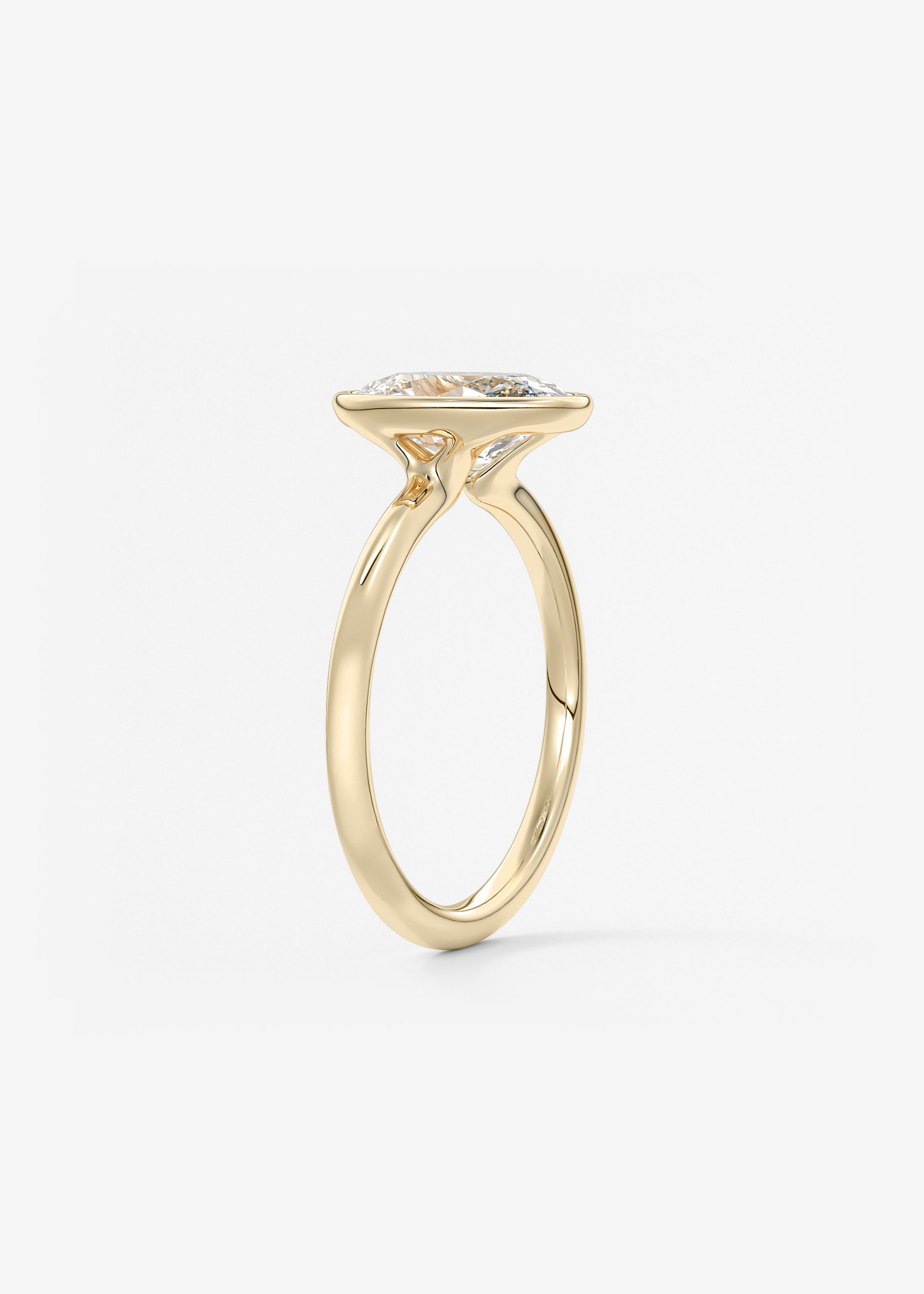 Oval Bezel Lab Grown Diamond Engagement Ring