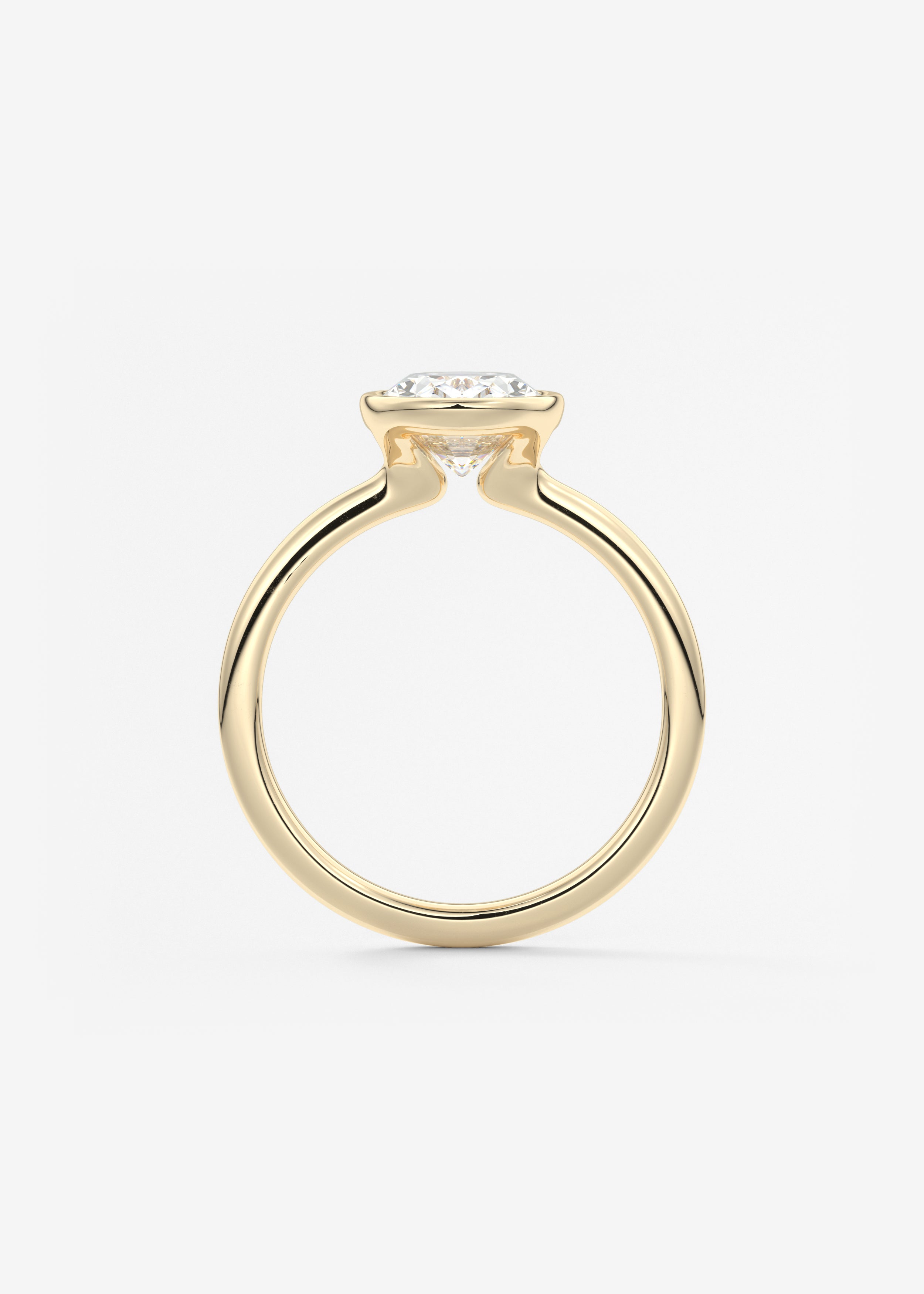 Oval Bezel Lab Grown Diamond Engagement Ring