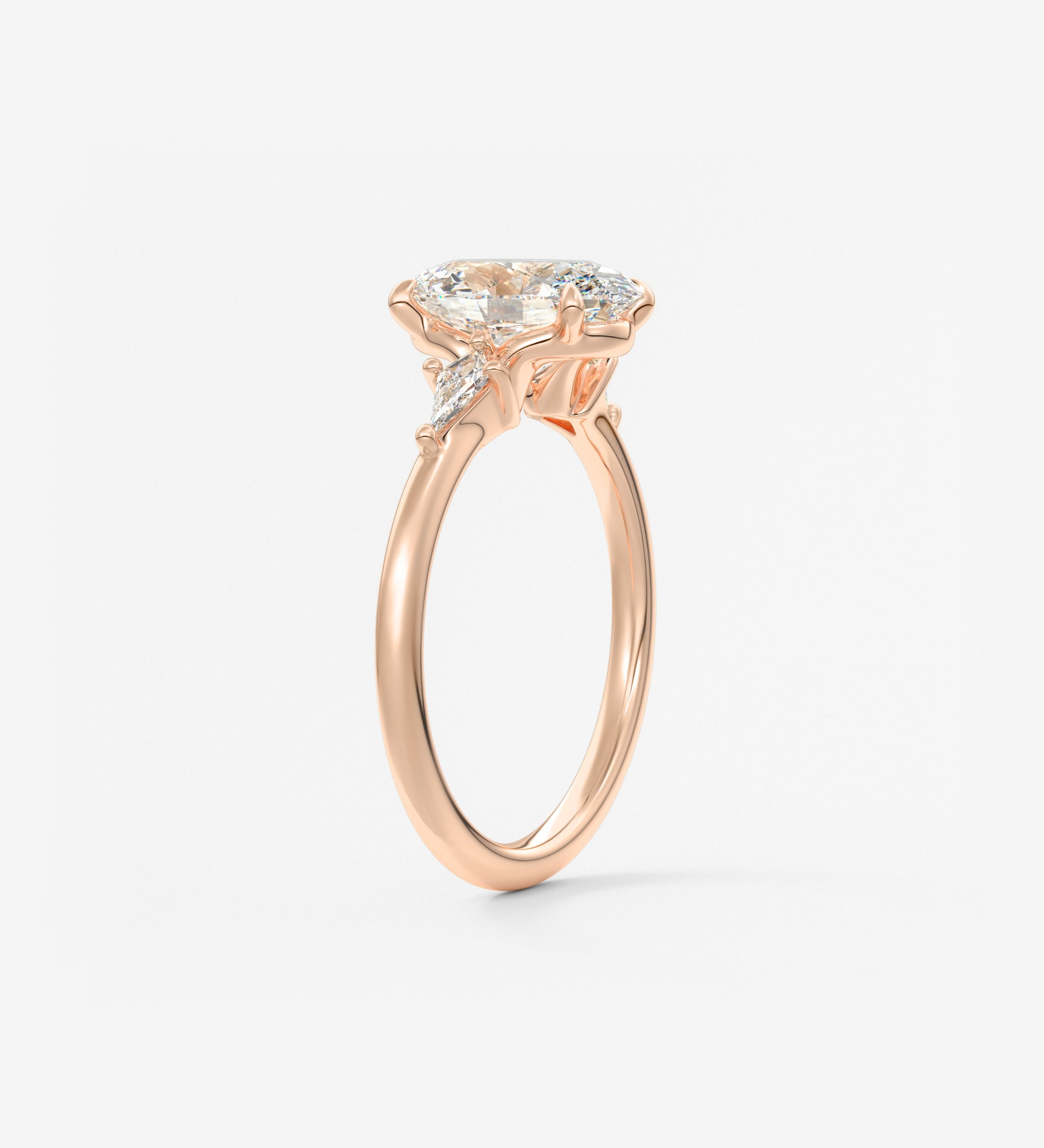Oval Three Stone Lab Grown Diamond Engagement Ring