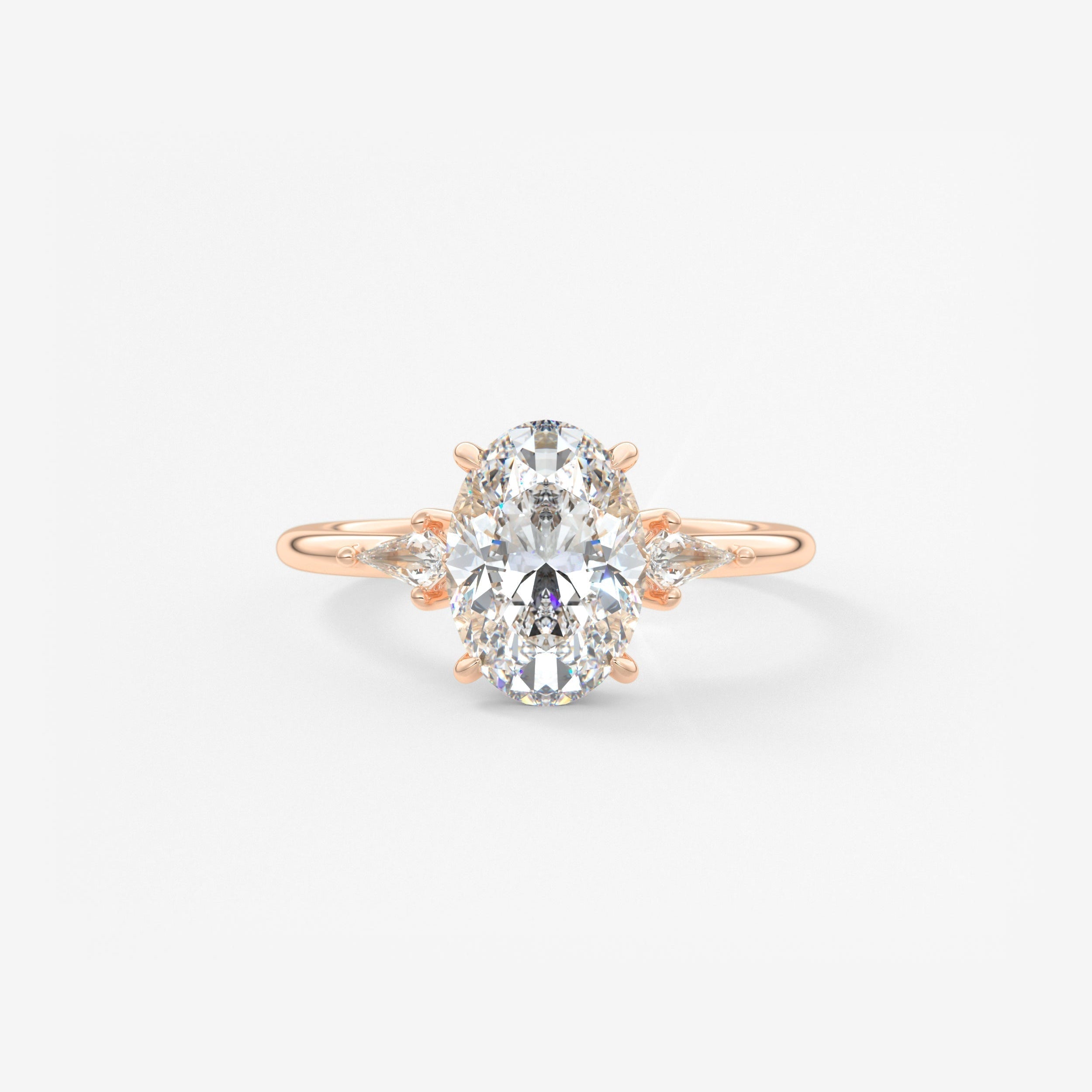 Oval Three Stone Lab Grown Diamond Engagement Ring