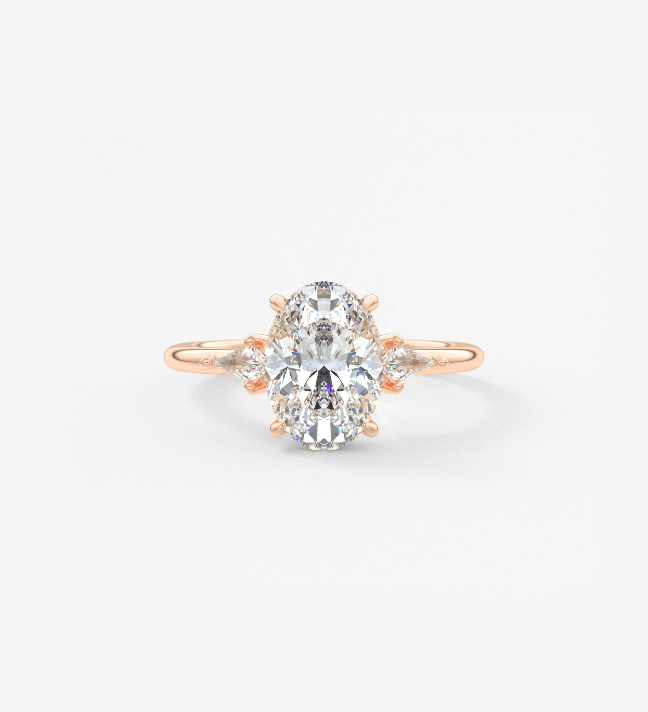 Oval Three Stone Lab Grown Diamond Engagement Ring