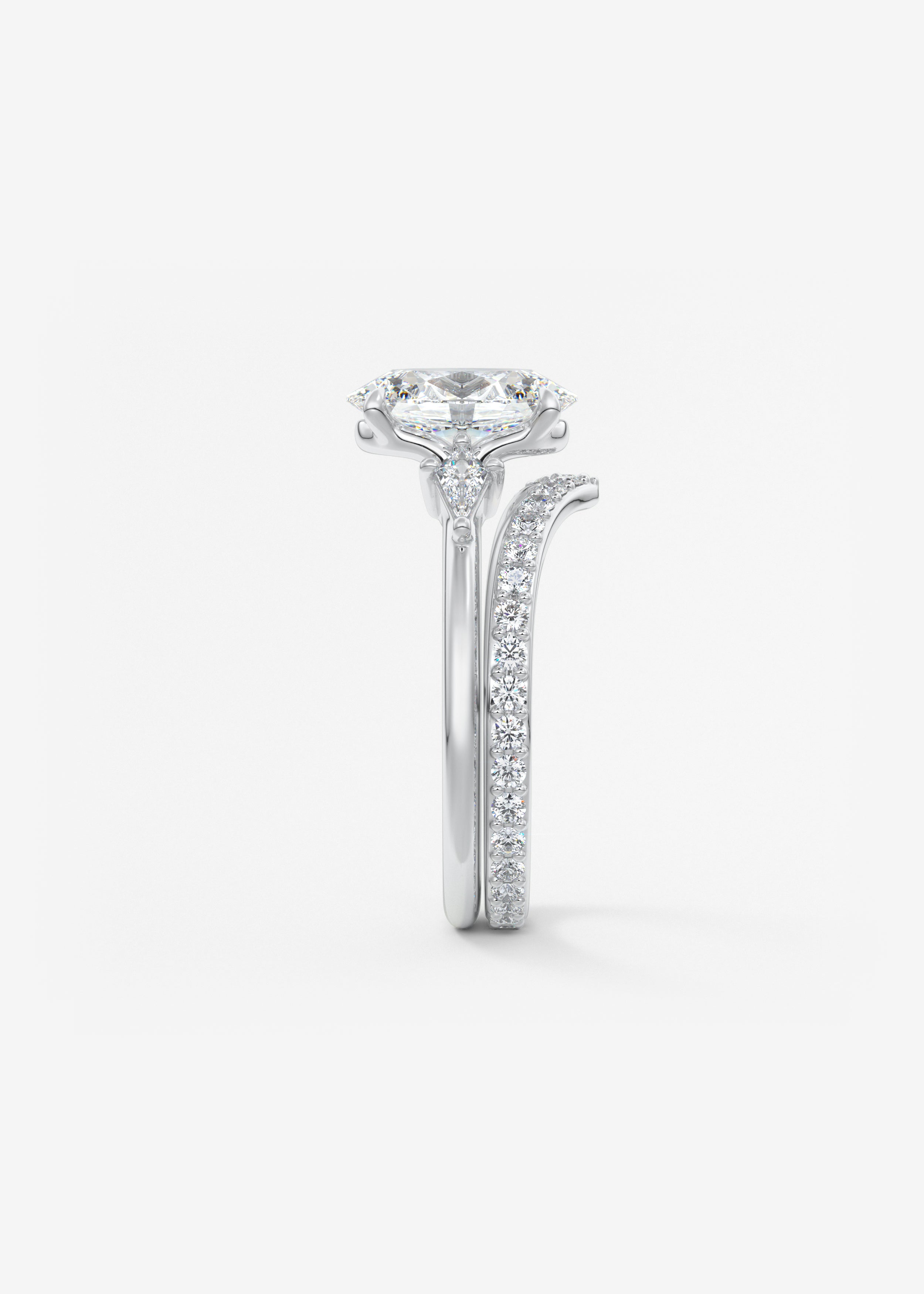 Oval Three Stone Lab Grown Diamond Engagement Ring