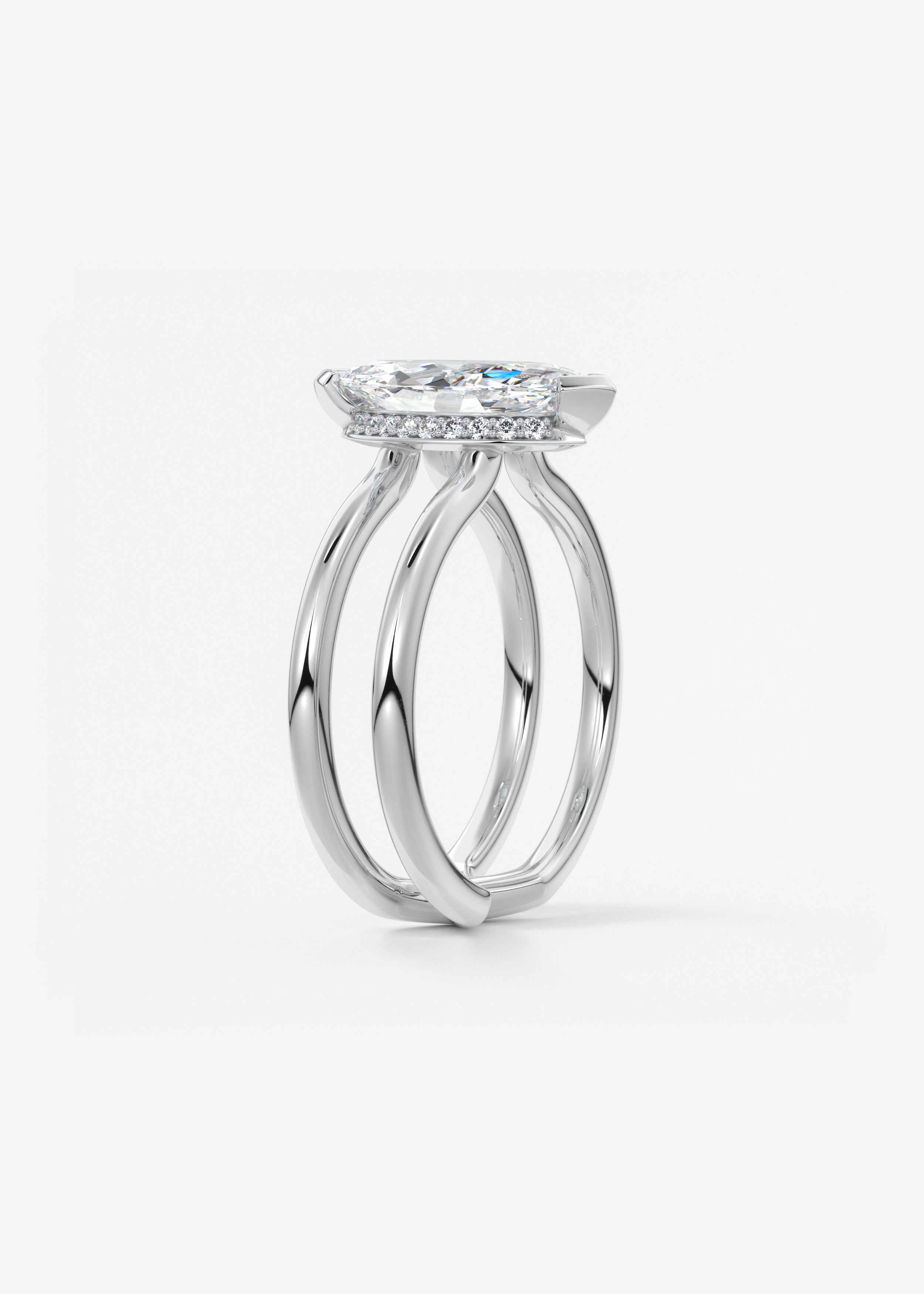 Marquise Cathedral Lab Grown Diamond Engagement Ring