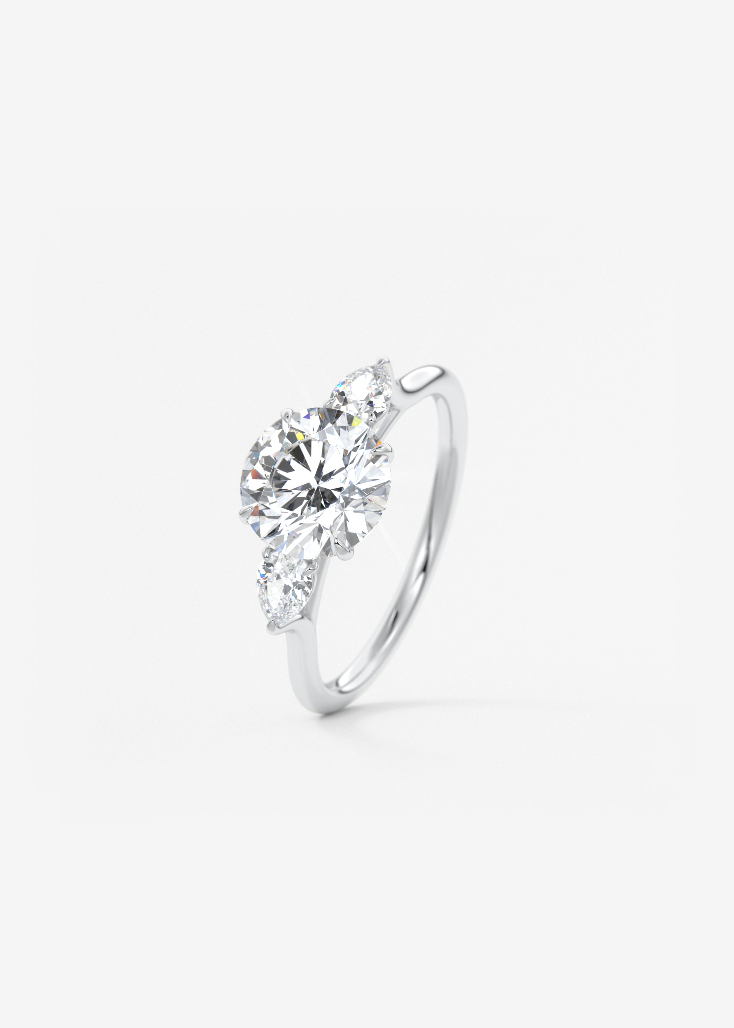Round Three Stone Lab Grown Diamond Engagement Ring
