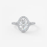 Oval Halo & Pave , Split Shank Lab Grown Diamond Engagement Ring