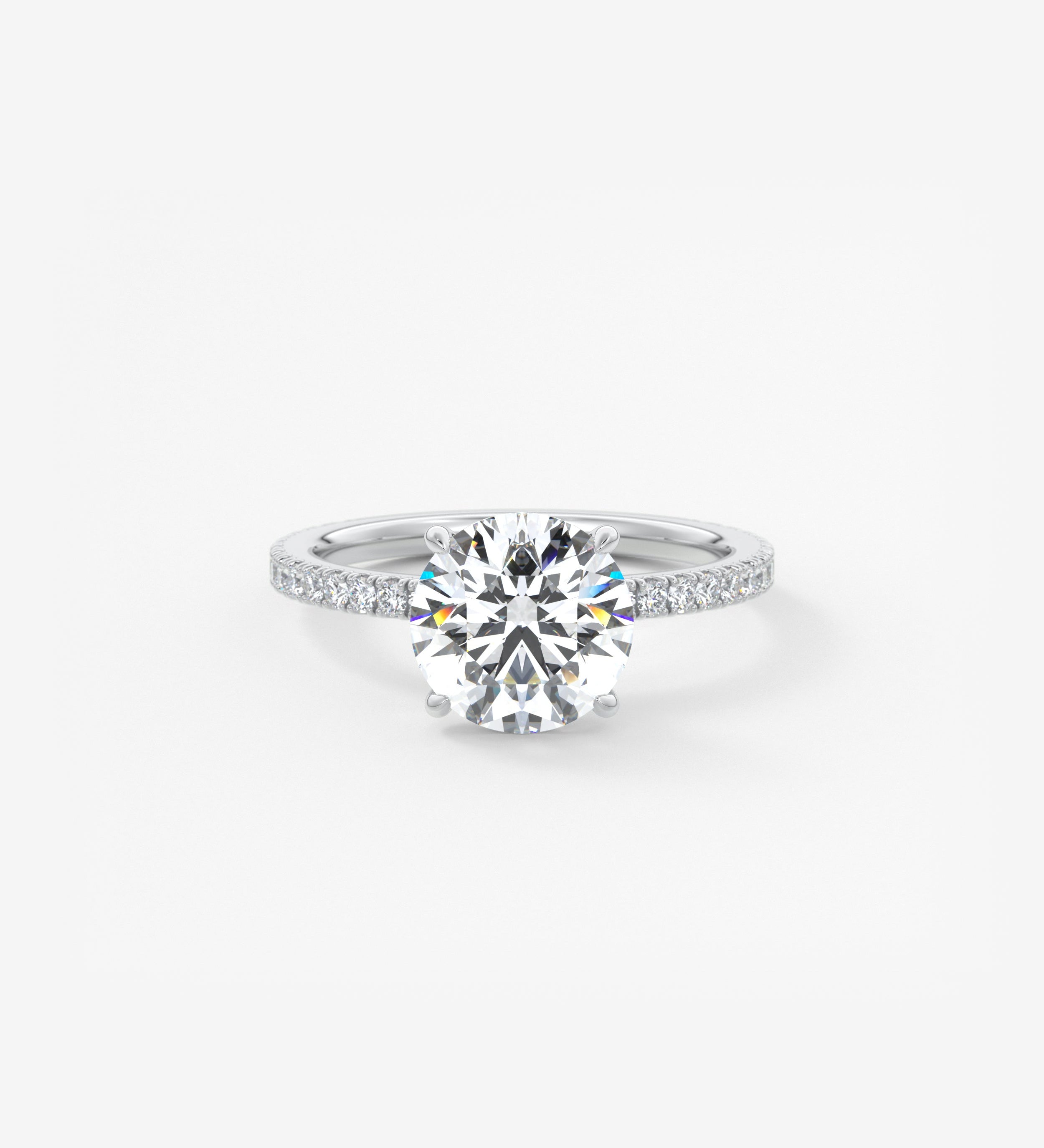 Round Pave Lab Grown Diamond Engagement Ring