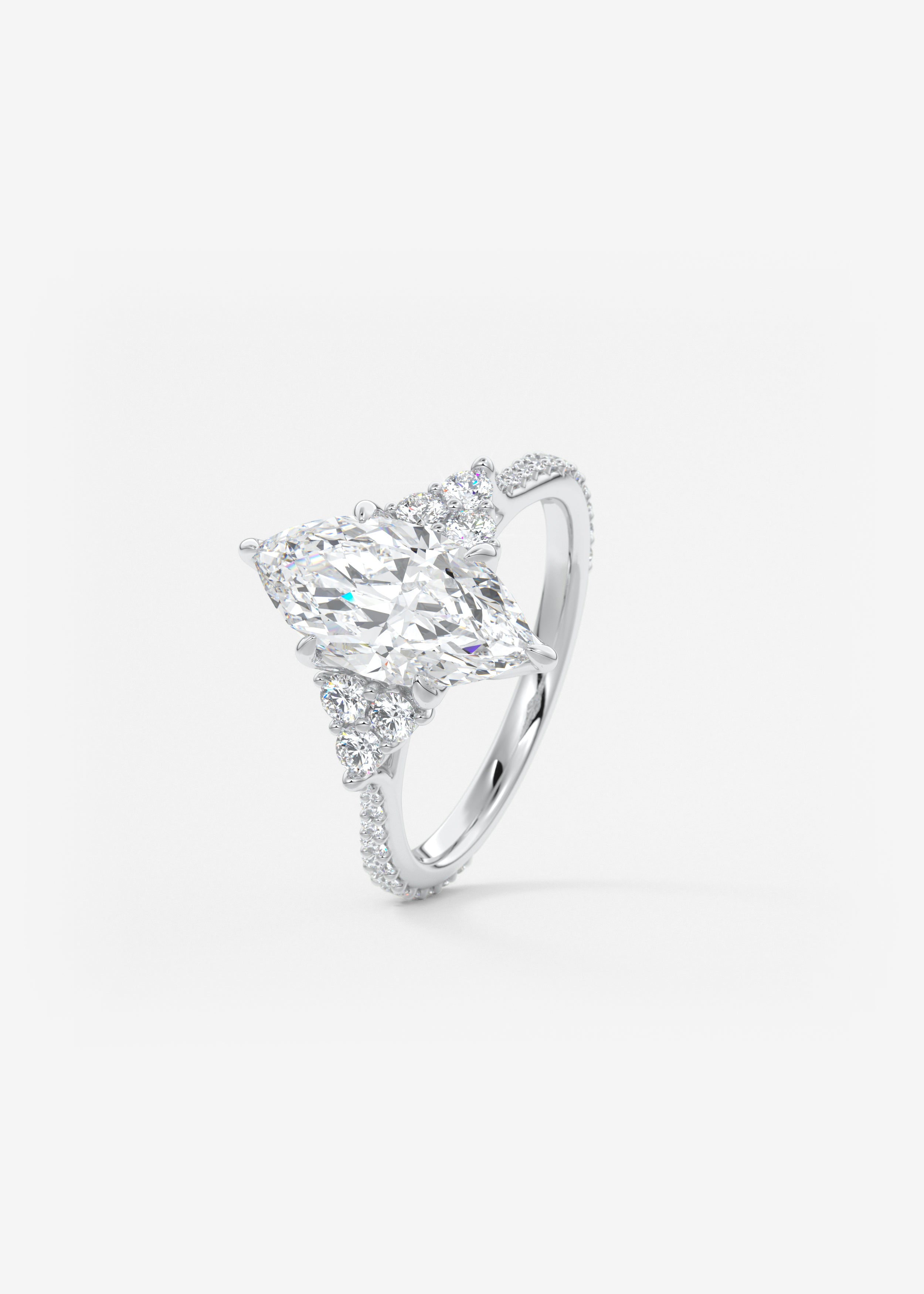 Marquise Cluster Lab Grown Diamond Engagement Ring