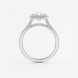 Oval Halo & Pave , Split Shank Lab Grown Diamond Engagement Ring