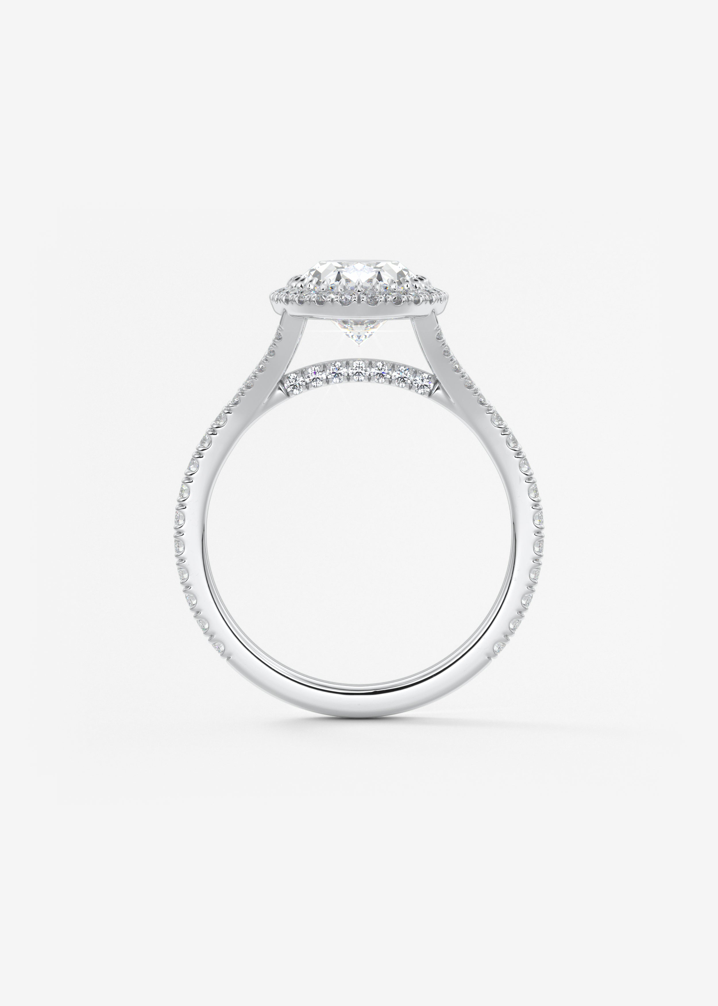 Oval Halo & Pave , Split Shank Lab Grown Diamond Engagement Ring