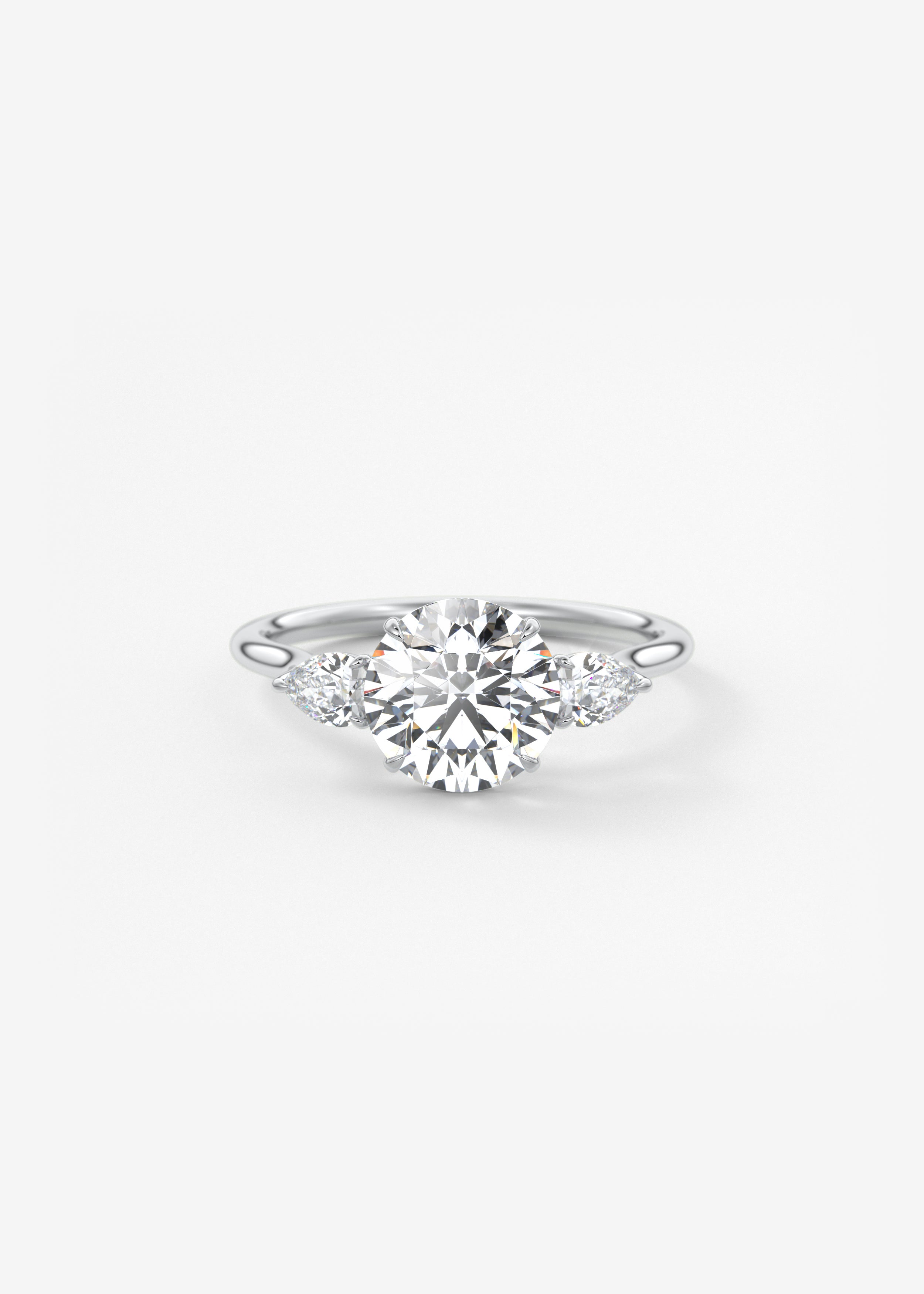 Round Three Stone Lab Grown Diamond Engagement Ring