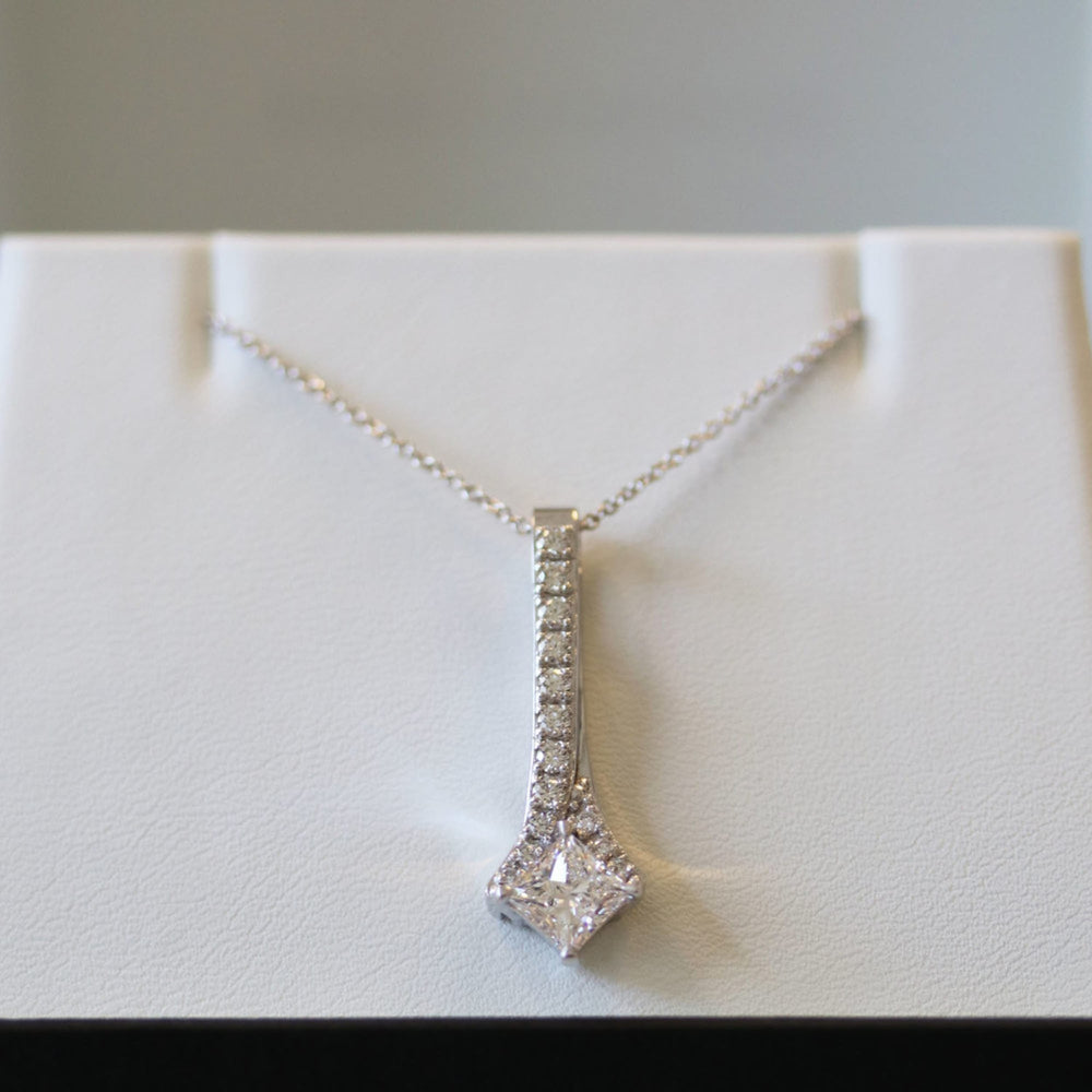 0.50 CT Princess Cut Moissanite Necklace With Drop Statement Style