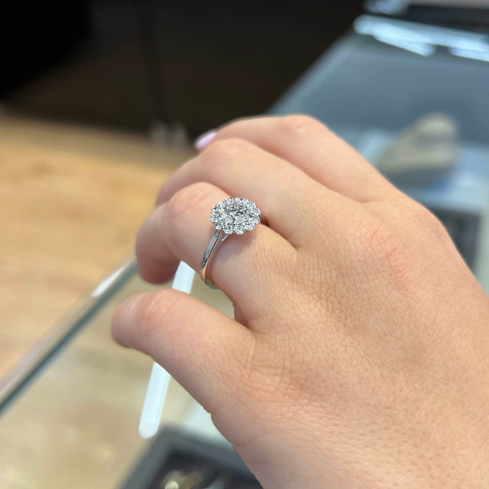 1.0 CT Round Moissanite Halo Engagement Ring - farrellouise