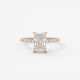 Radiant Hidden Halo Pave Lab Grown Diamond Engagement Ring
