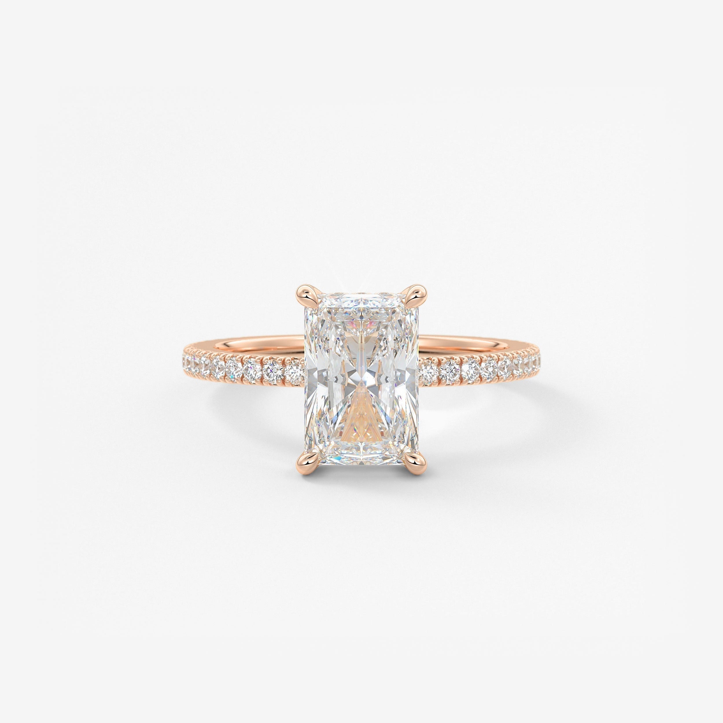 Radiant Hidden Halo Pave Lab Grown Diamond Engagement Ring