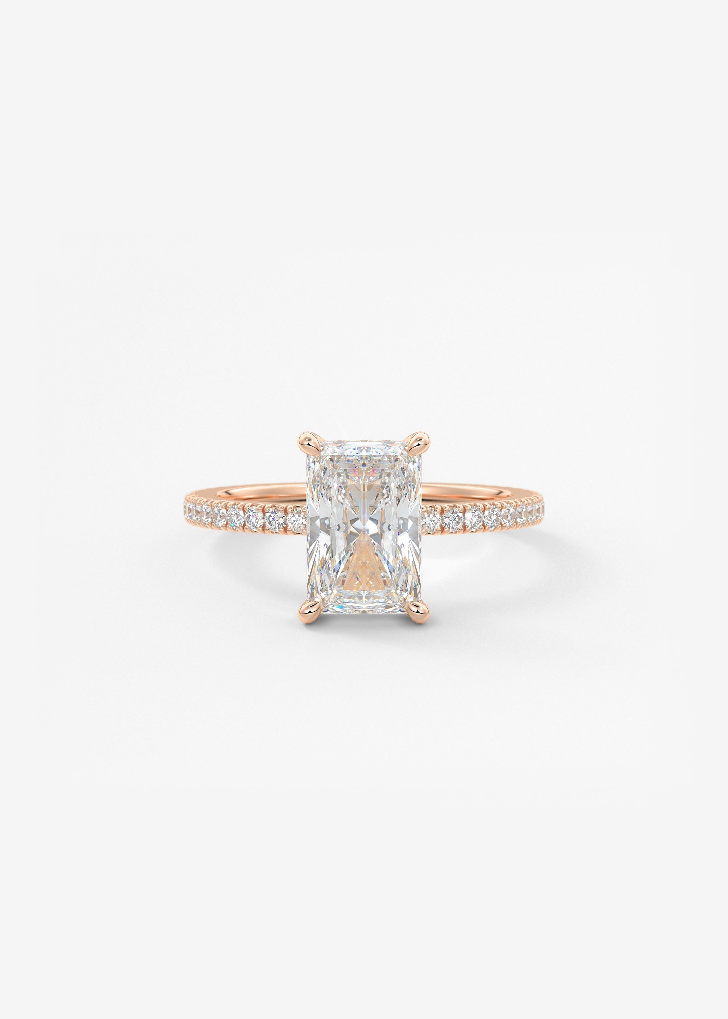 Radiant Hidden Halo Pave Lab Grown Diamond Engagement Ring