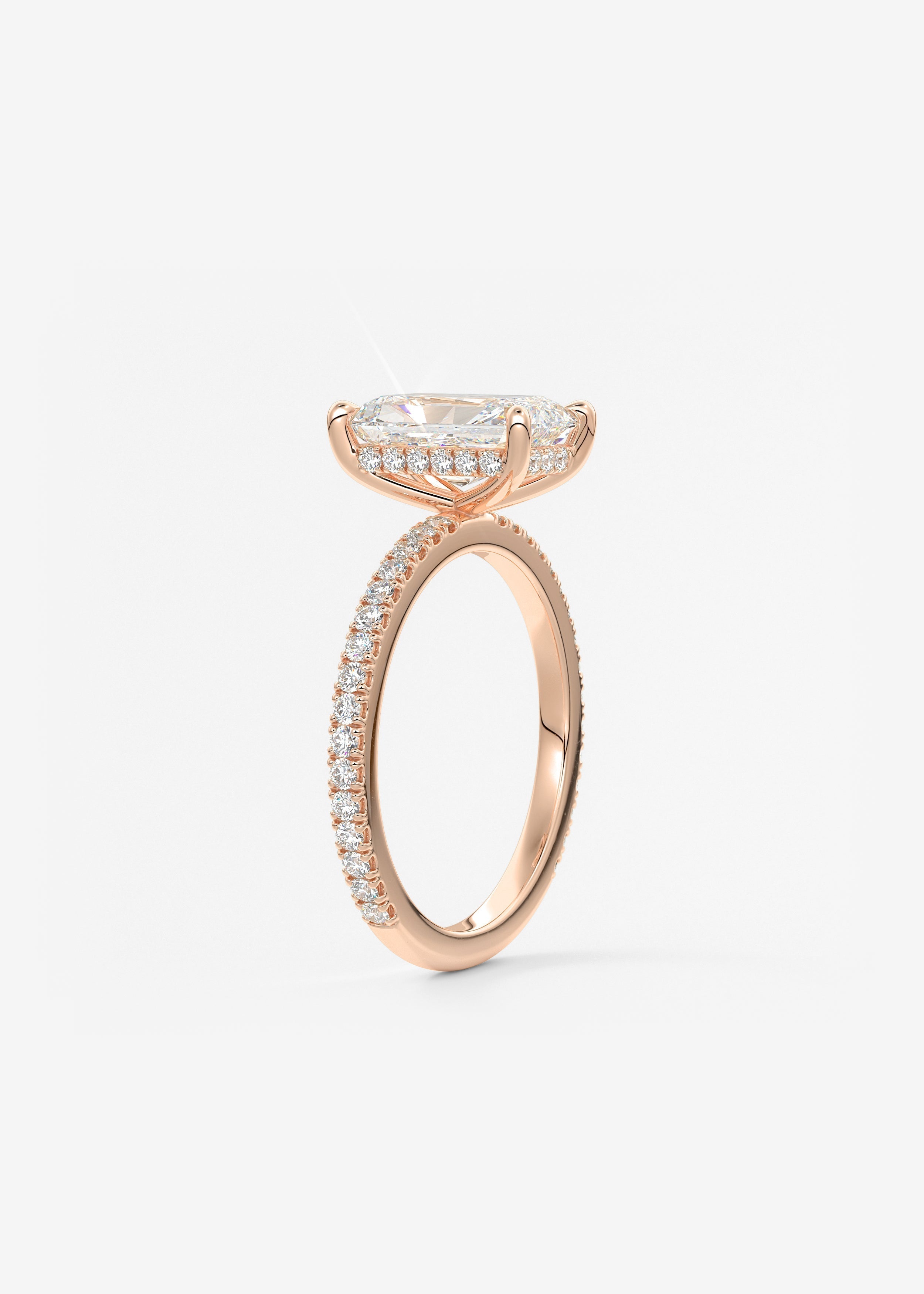 Radiant Hidden Halo Pave Lab Grown Diamond Engagement Ring