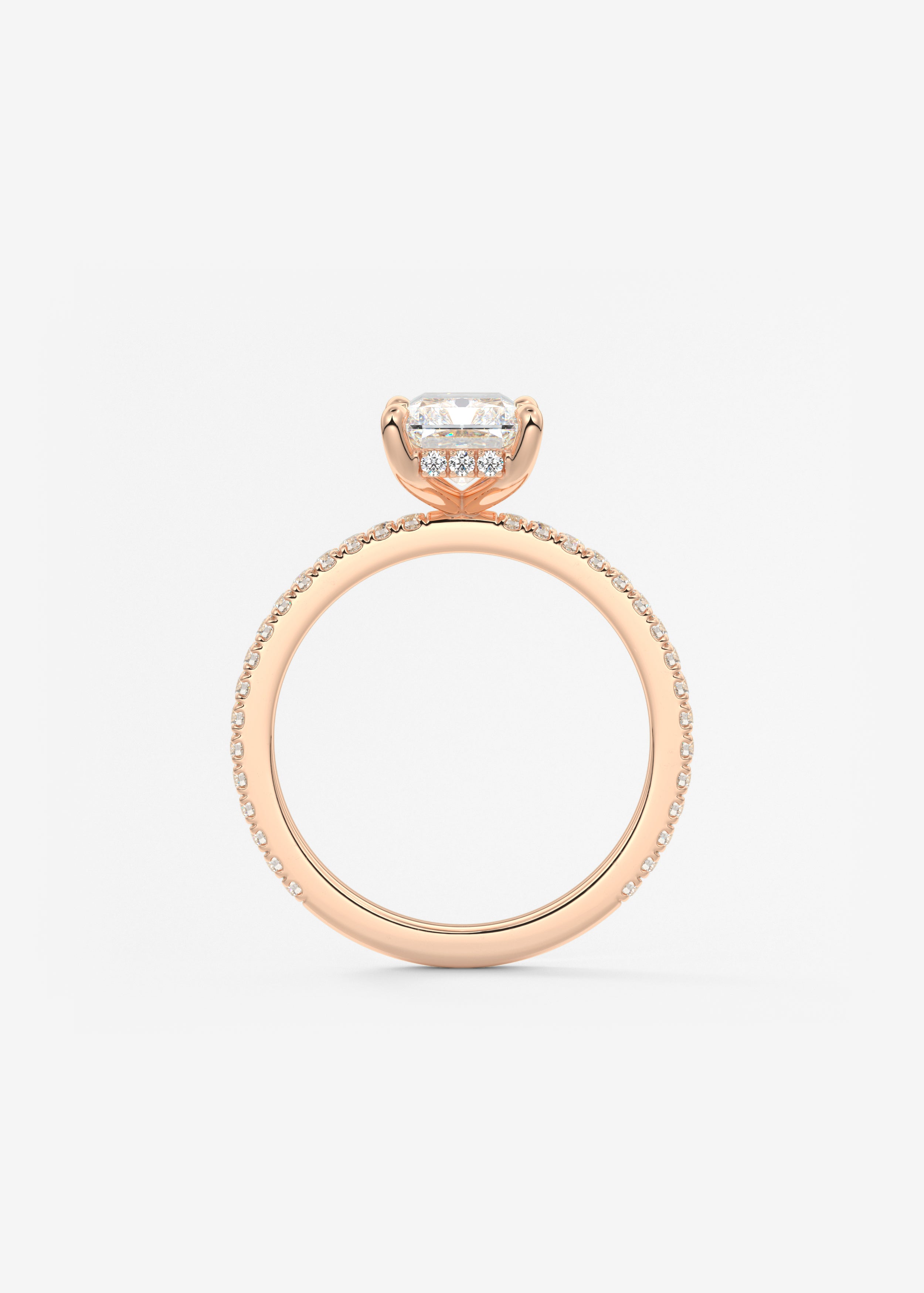 Radiant Hidden Halo Pave Lab Grown Diamond Engagement Ring