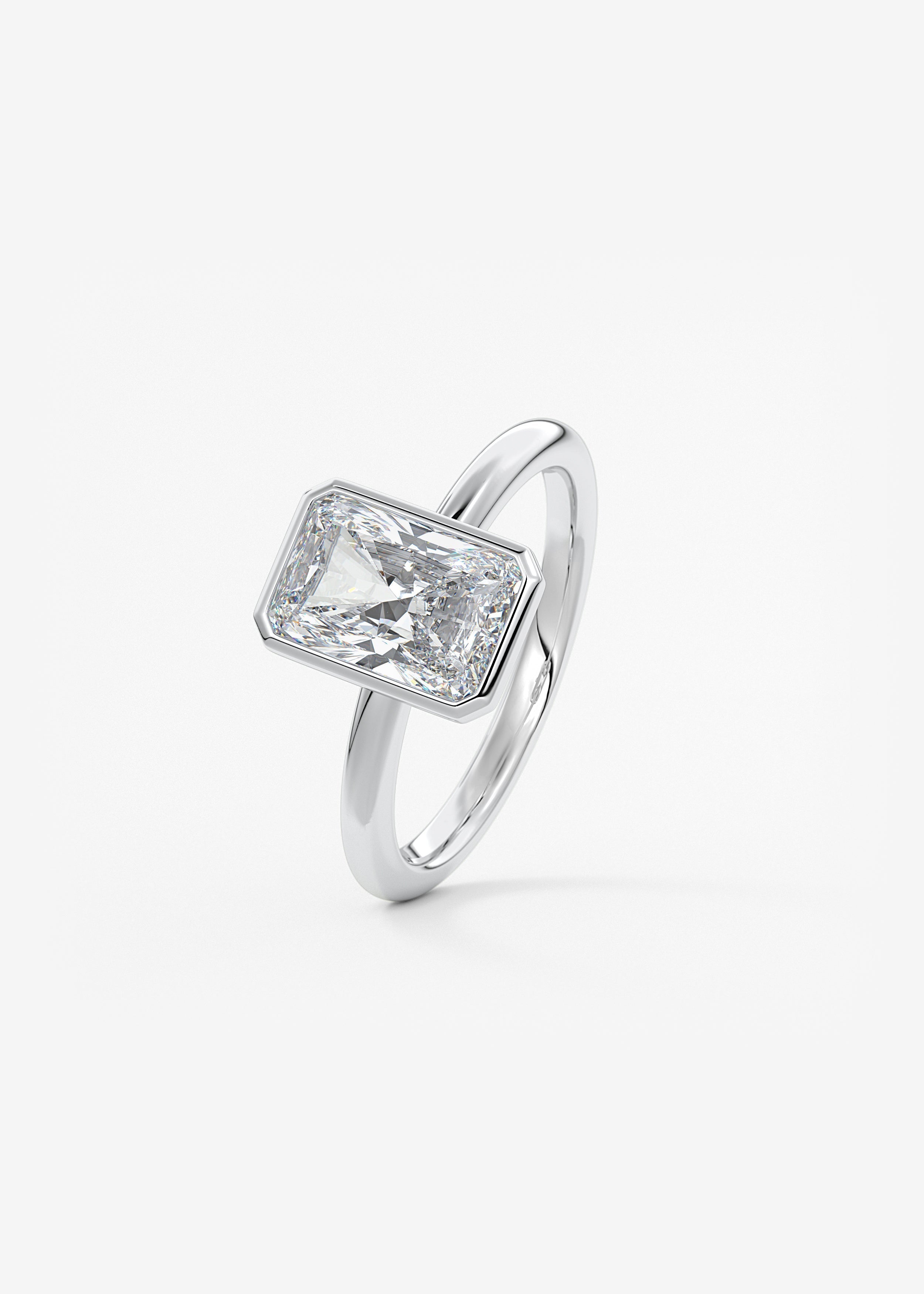 Radiant Bezel Lab Grown Diamond Engagement Ring