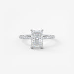 Radiant Hidden Halo Pave Lab Grown Diamond Engagement Ring