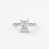 Radiant Hidden Halo Pave Lab Grown Diamond Engagement Ring