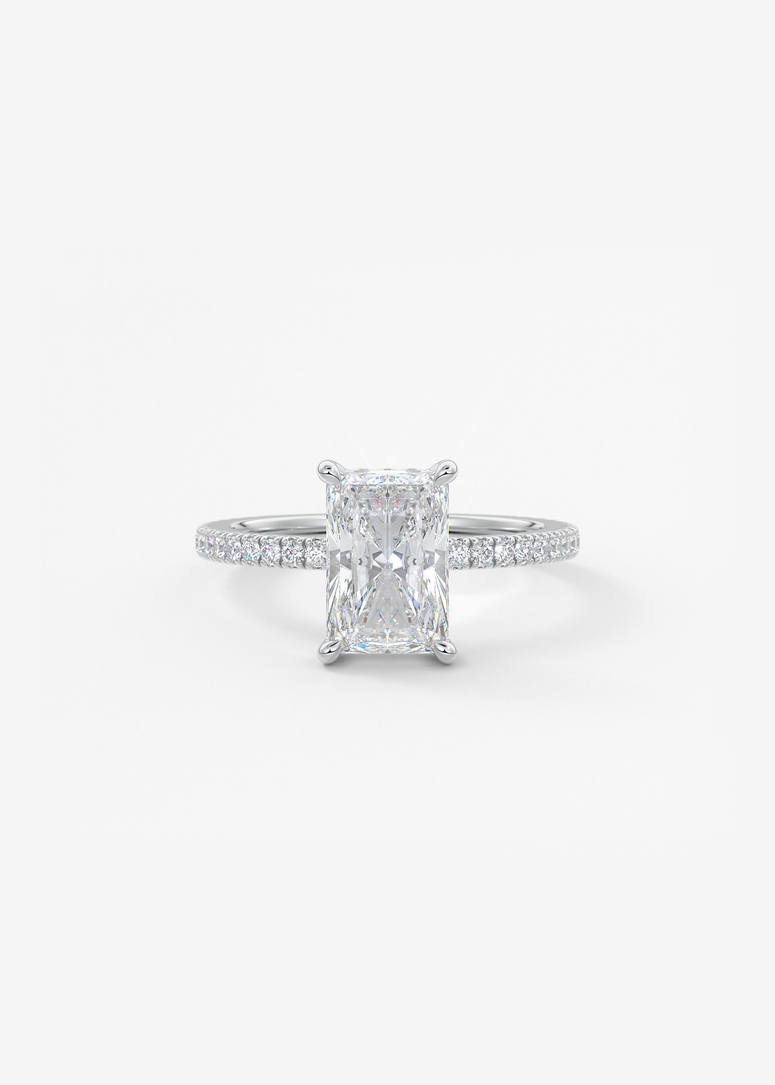 Radiant Hidden Halo Pave Lab Grown Diamond Engagement Ring
