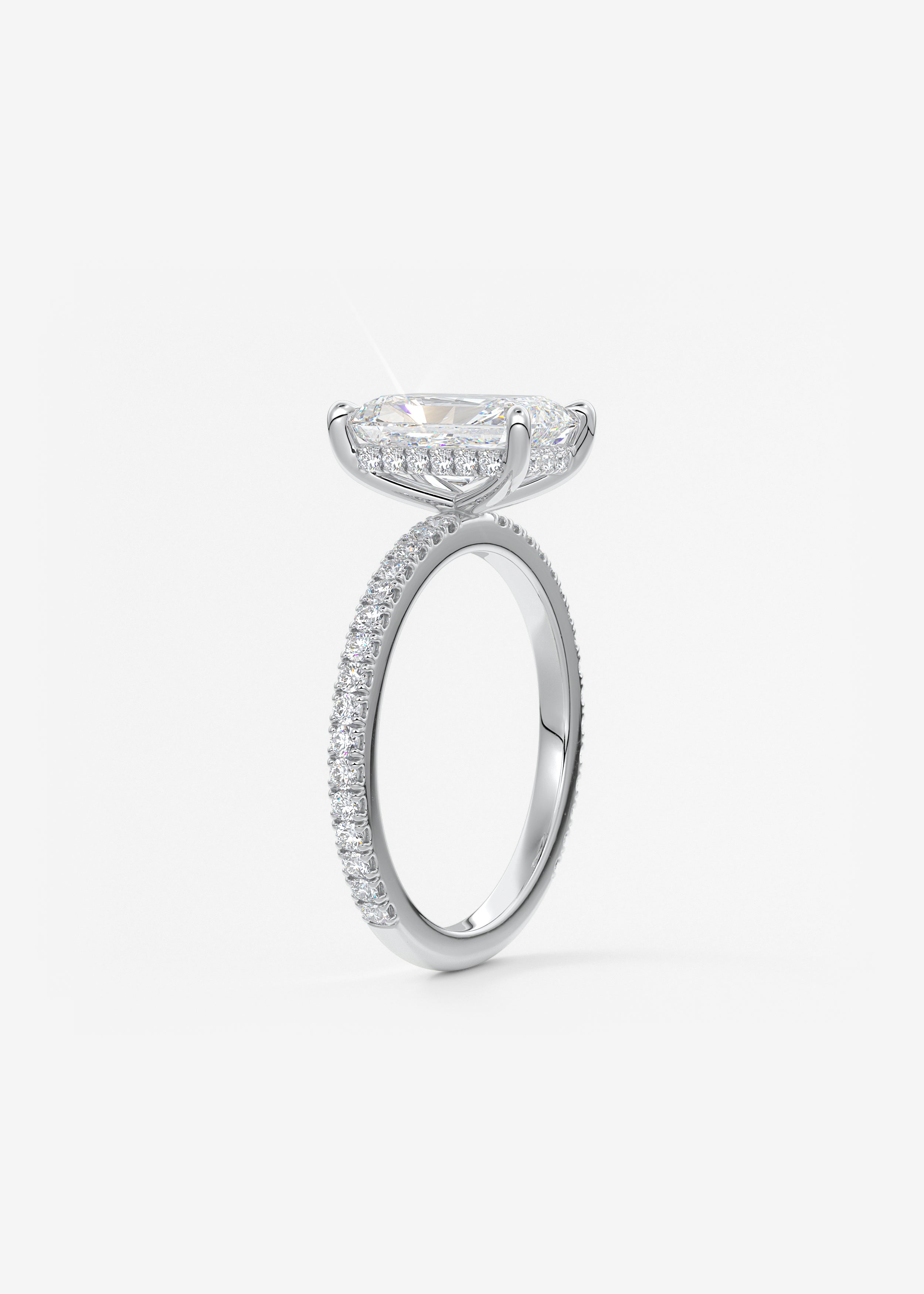 Radiant Hidden Halo Pave Lab Grown Diamond Engagement Ring