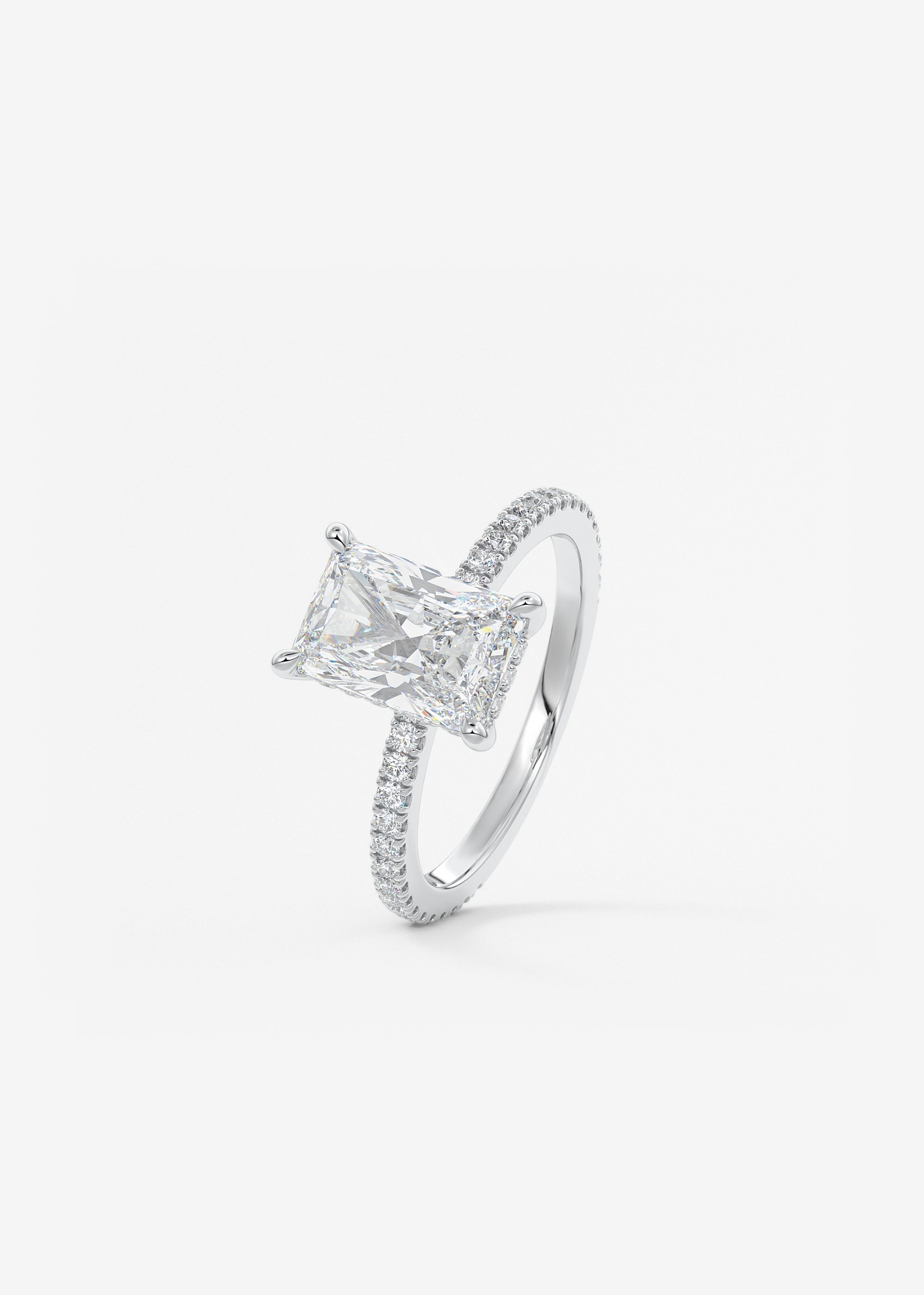 Radiant Hidden Halo Pave Lab Grown Diamond Engagement Ring